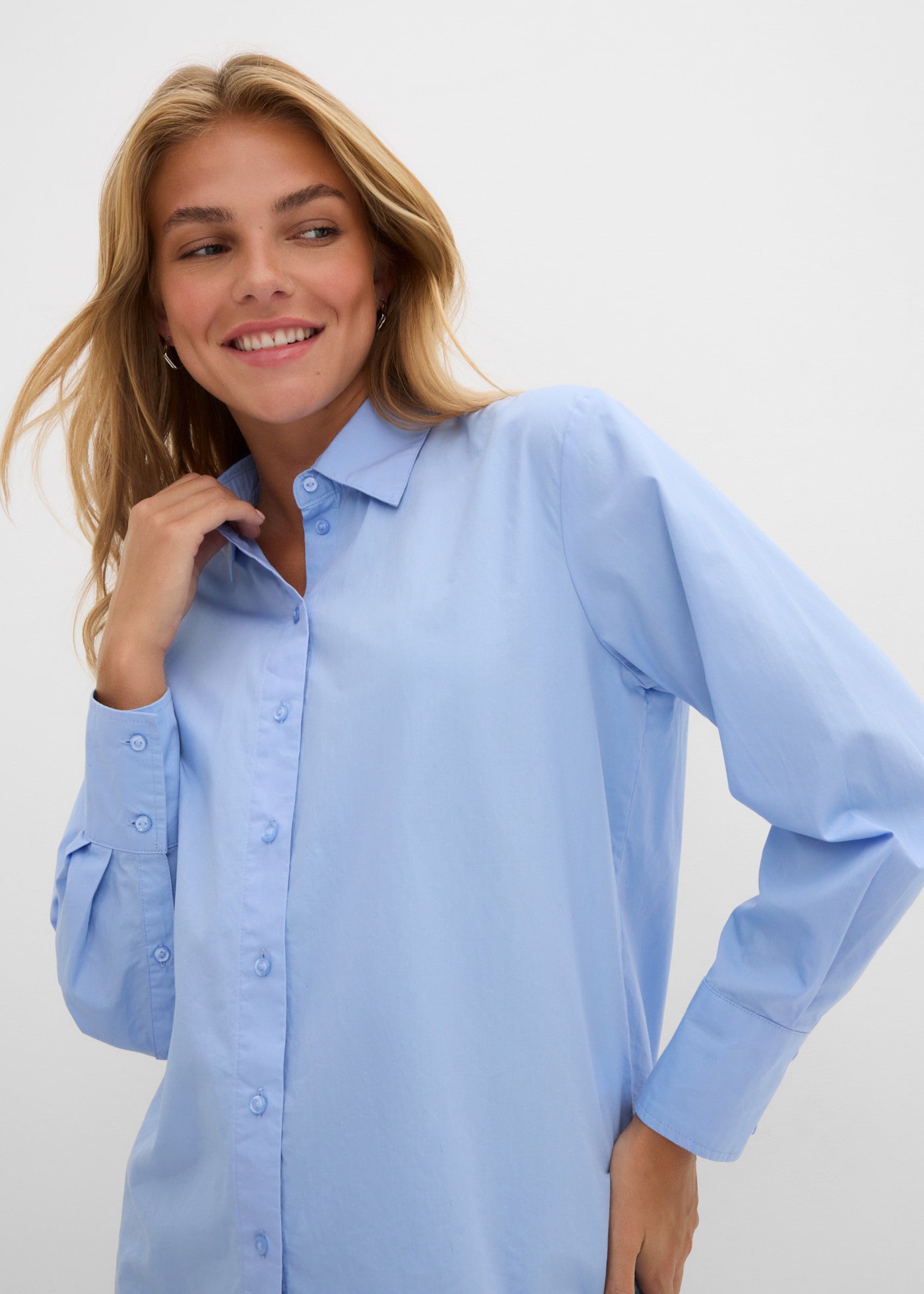 bonprix Hemdbluse aus Baumwolle, Loose Fit, mit überschnittener Schulter, Langarm