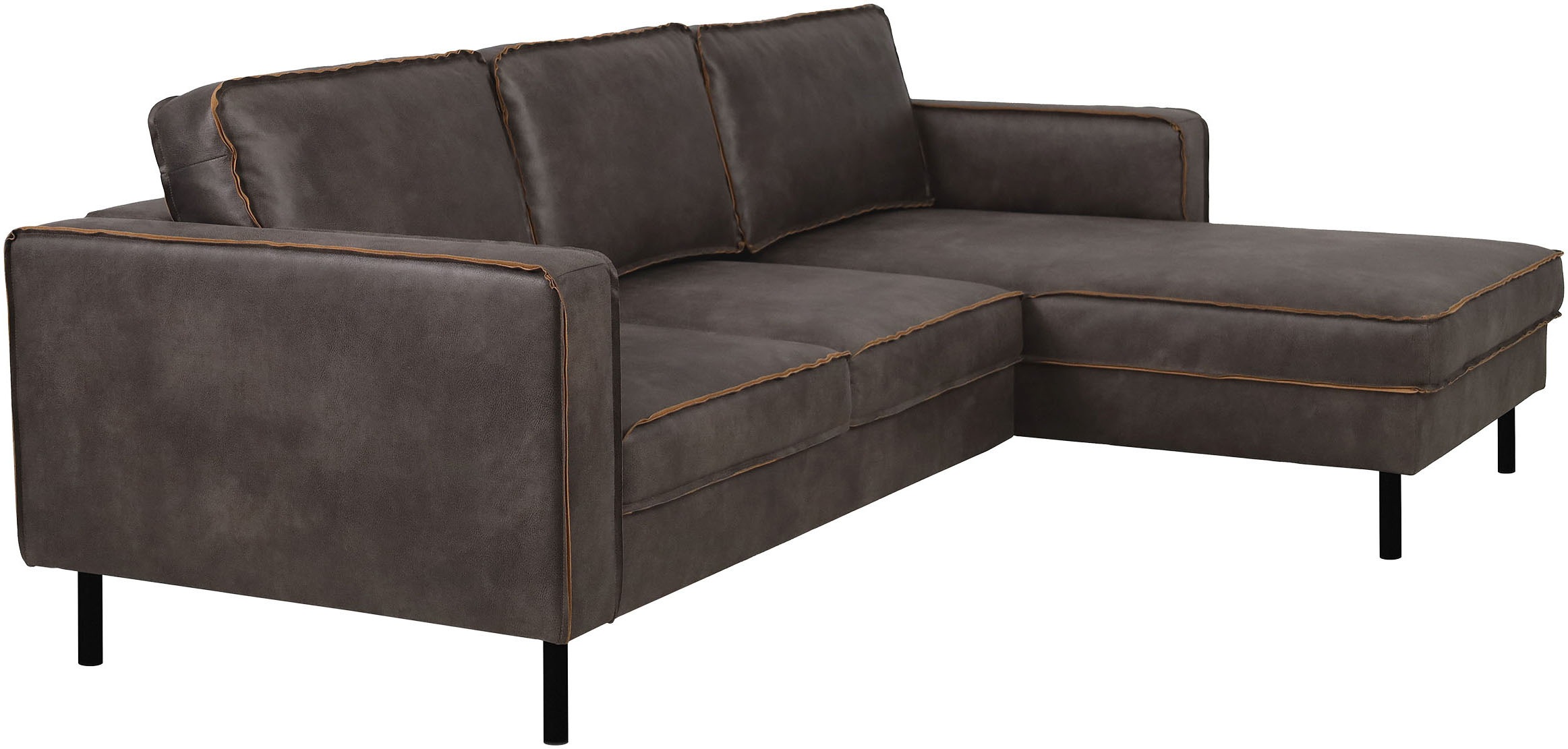 Places of Style Ecksofa »Watkins, wahlweise mit Schlaffunktion/Bettkasten, moderne offene Naht«, Recamiere beidseitig montierbar, L-Form, Breite 232 cm