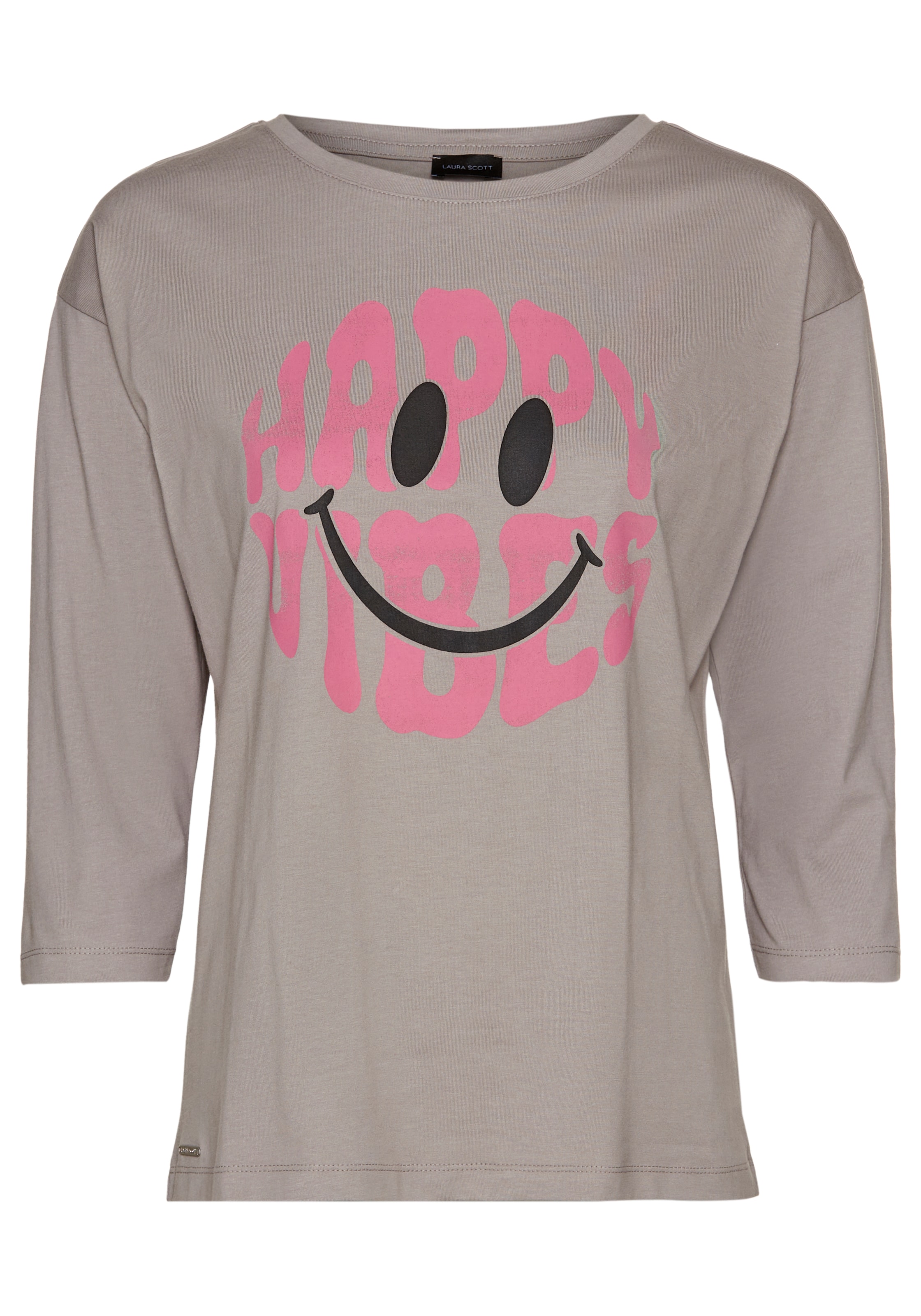 Laura Scott 3/4-Arm-Shirt, mit fröhlichem Frontprint & abgerundetem Saum - NEUE KOLLEKTION