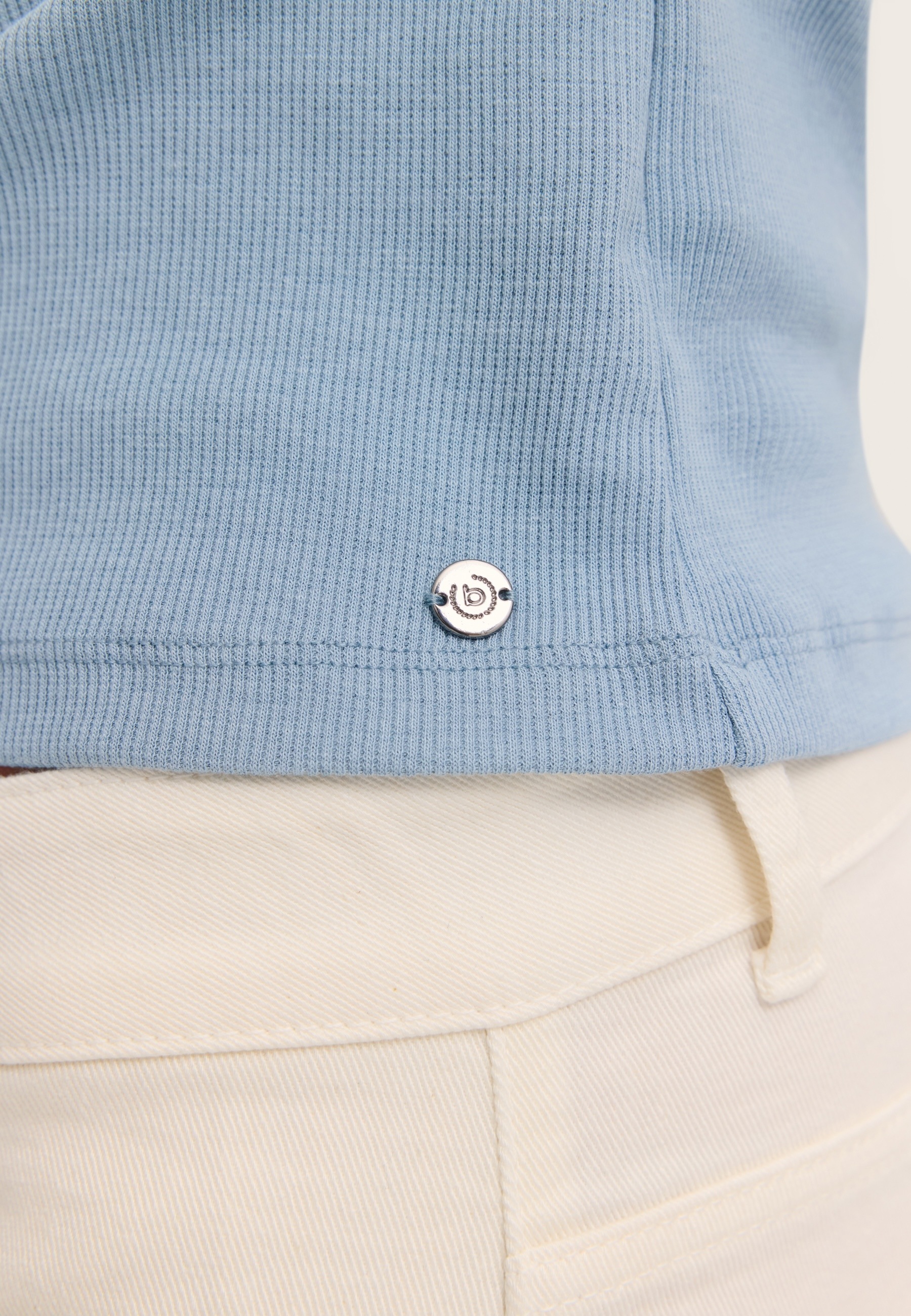 bugatti T-Shirt gerippt Jersey aus Viskosemischung