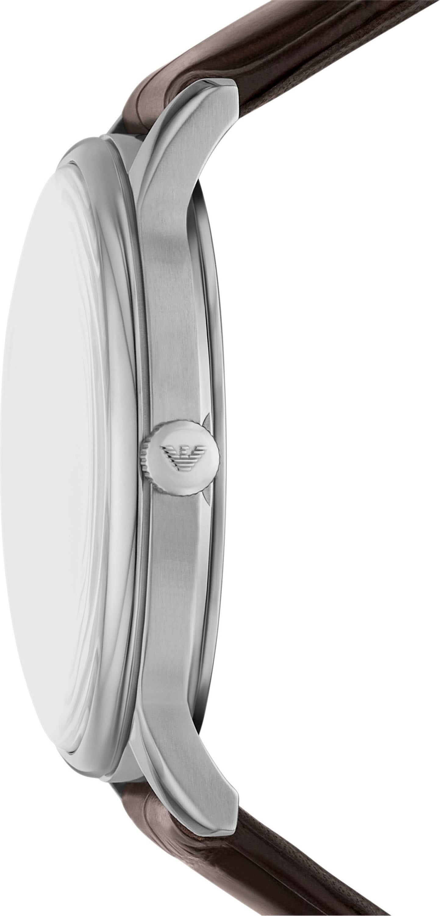 Emporio Armani Quarzuhr Armbanduhr, Damenuhr, Herrenuhr, Lederarmband, analog, Tag