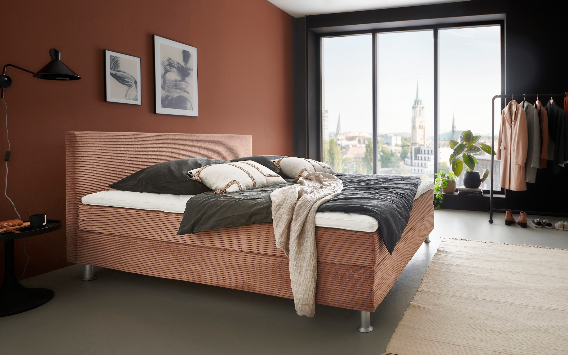 ATLANTIC home collection Boxbett "Edison", inkl. Bonnellfederkern-Matratze und Topper