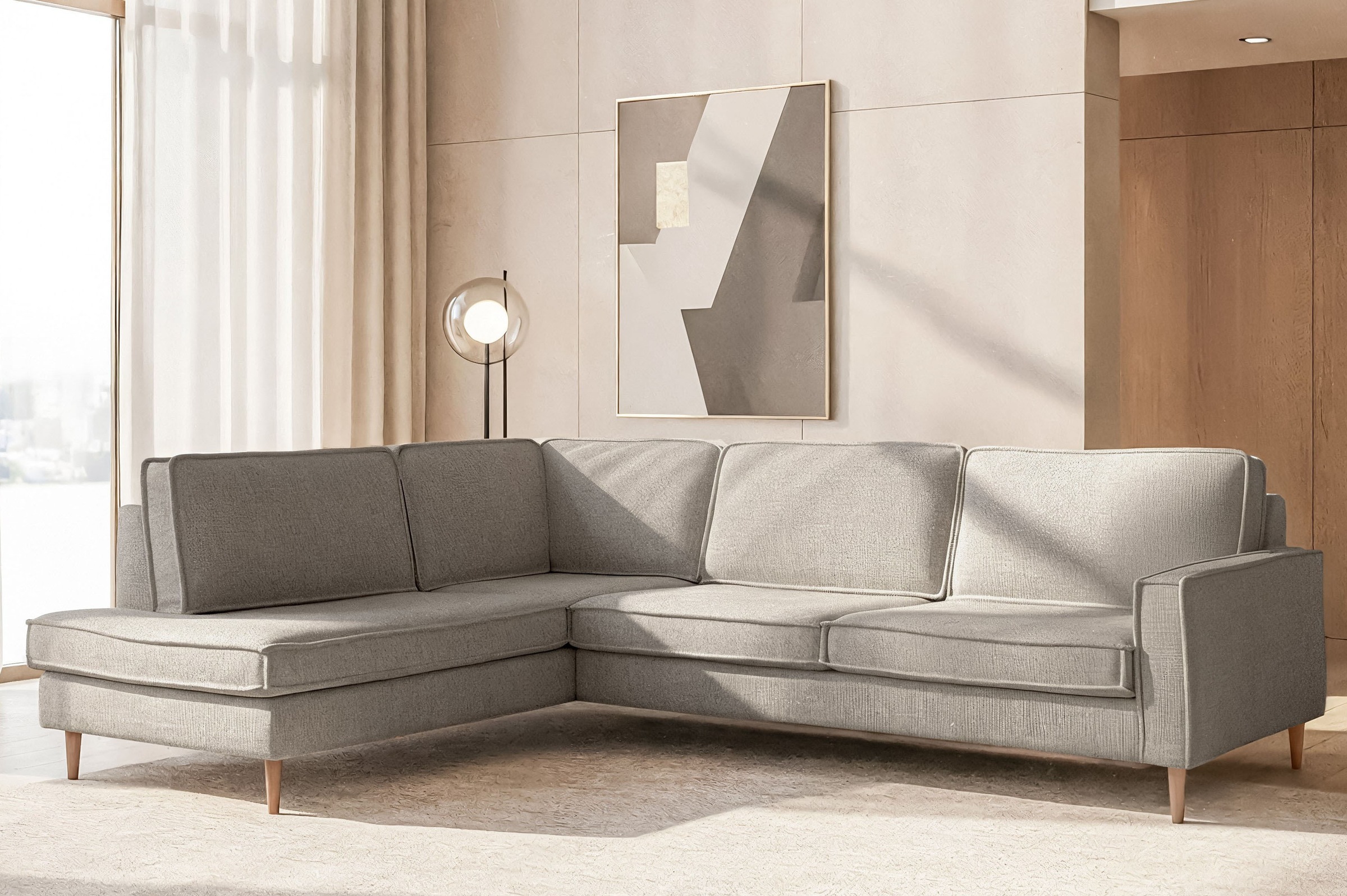 Home affaire Ecksofa "Pinto Skandi, 290 cm, Chenille, Struktur, Ottomane li günstig online kaufen