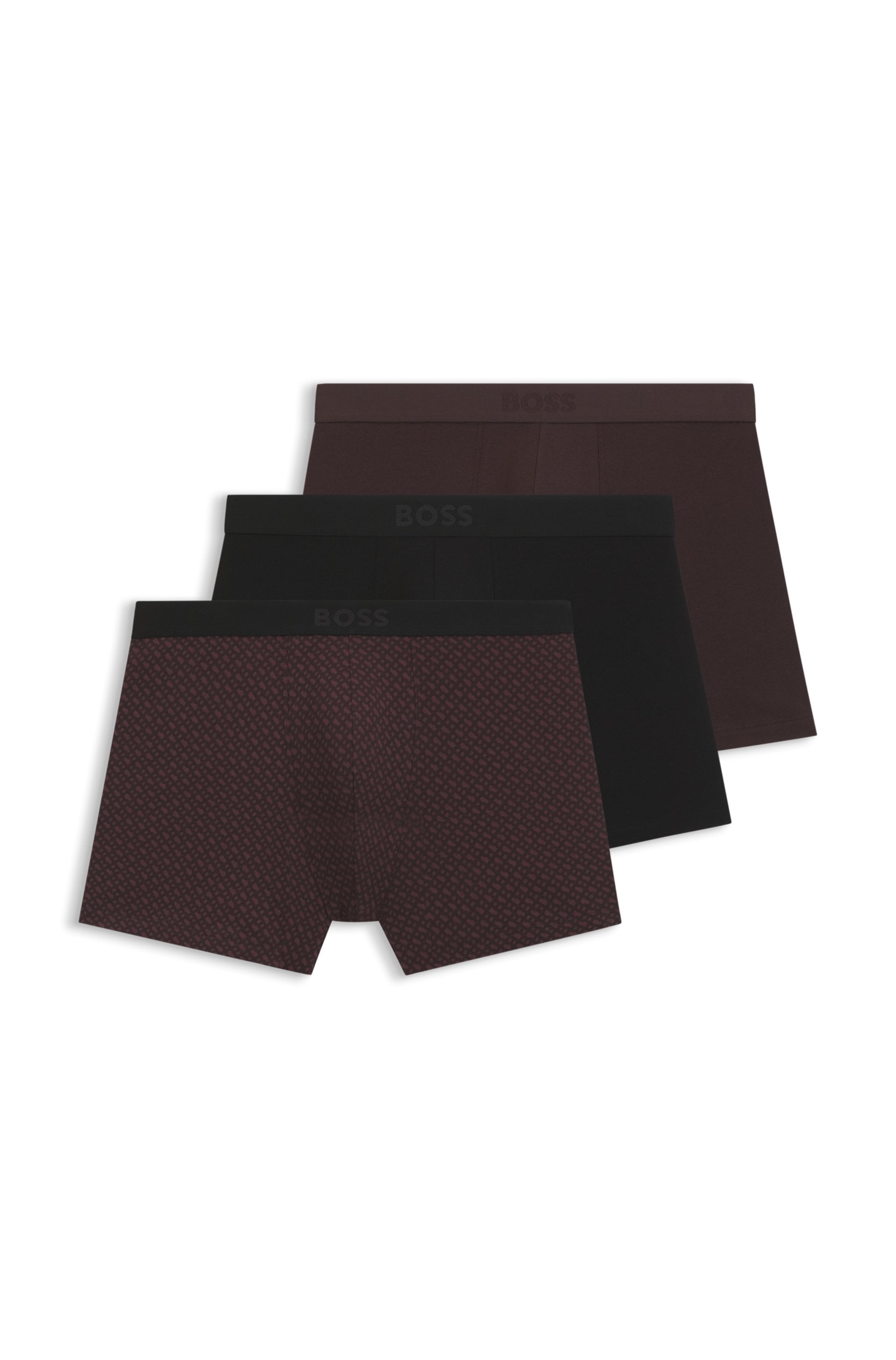 BOSS Boxershorts "Boxer Brief 3P BOSS ONE" 3 Stk. elastischer Bund mit Logo, 1x gemustert, 2x uni