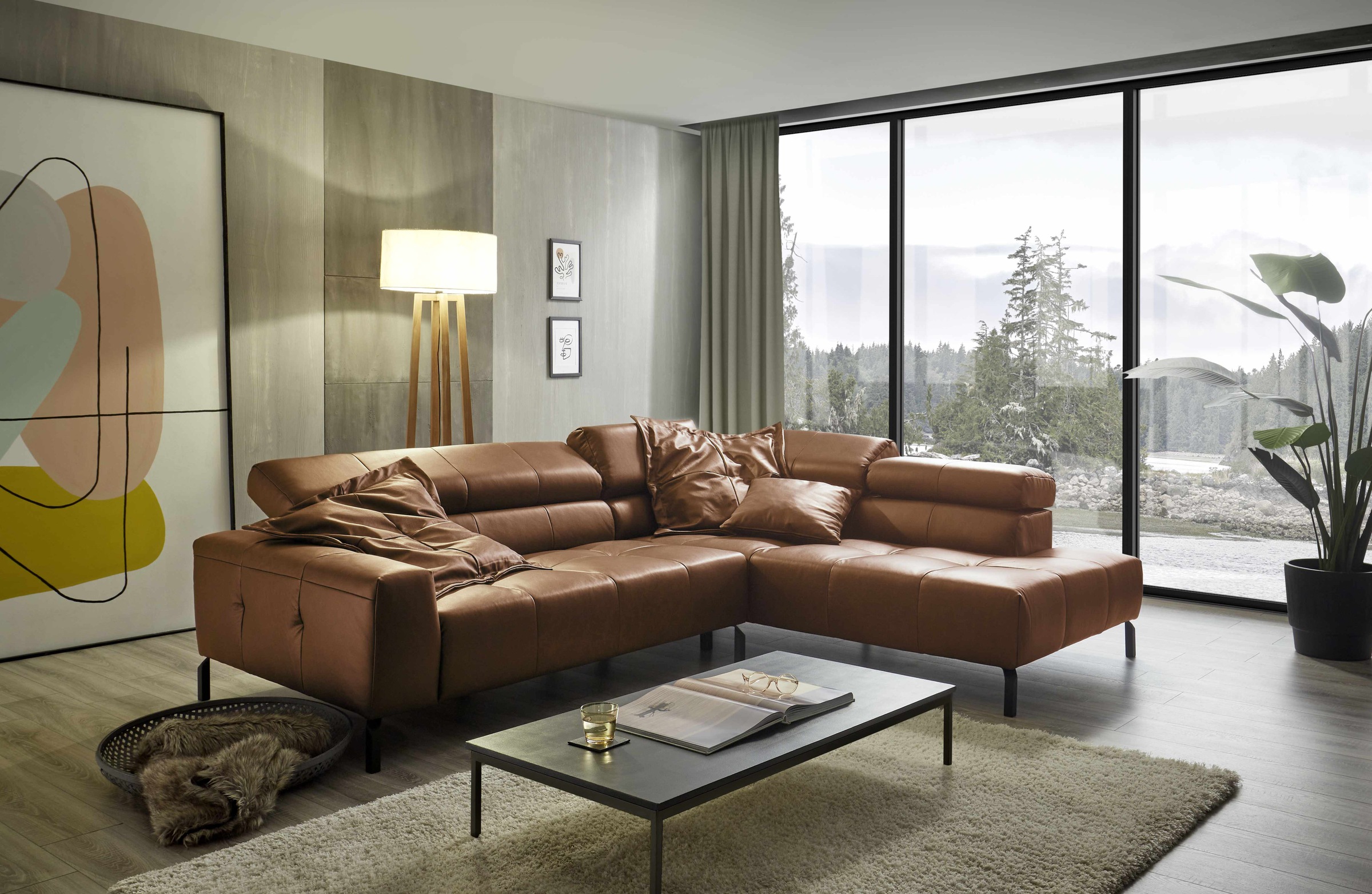 Places of Style Ecksofa »Cleveland, L-Form, incl. Kopfteilverstellung, Breite 276 cm«, wahlweise elektrischer Sitzvorzug