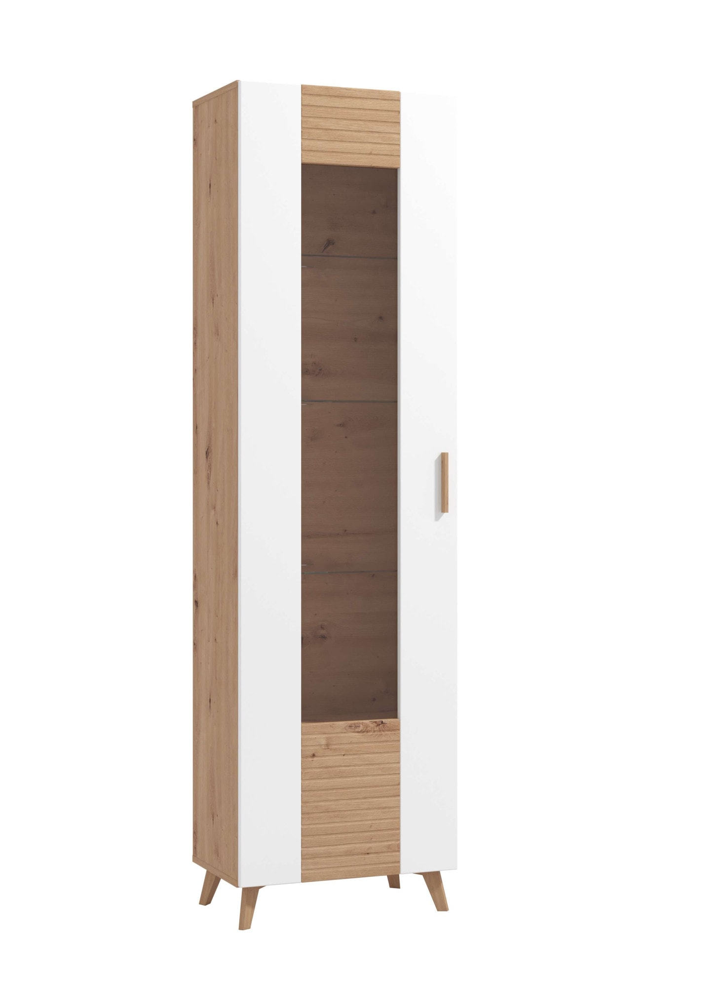 INOSIGN Wohnzimmer-Set »Bretagna Wohnwand, Mediawand, Anbauwand, TV-Wand, Breite 302 cm«, (Komplett-Set, 4 St.), Set besteht aus 2 Vitrinen, TV-Board und Wandregal, in Artisan Eiche