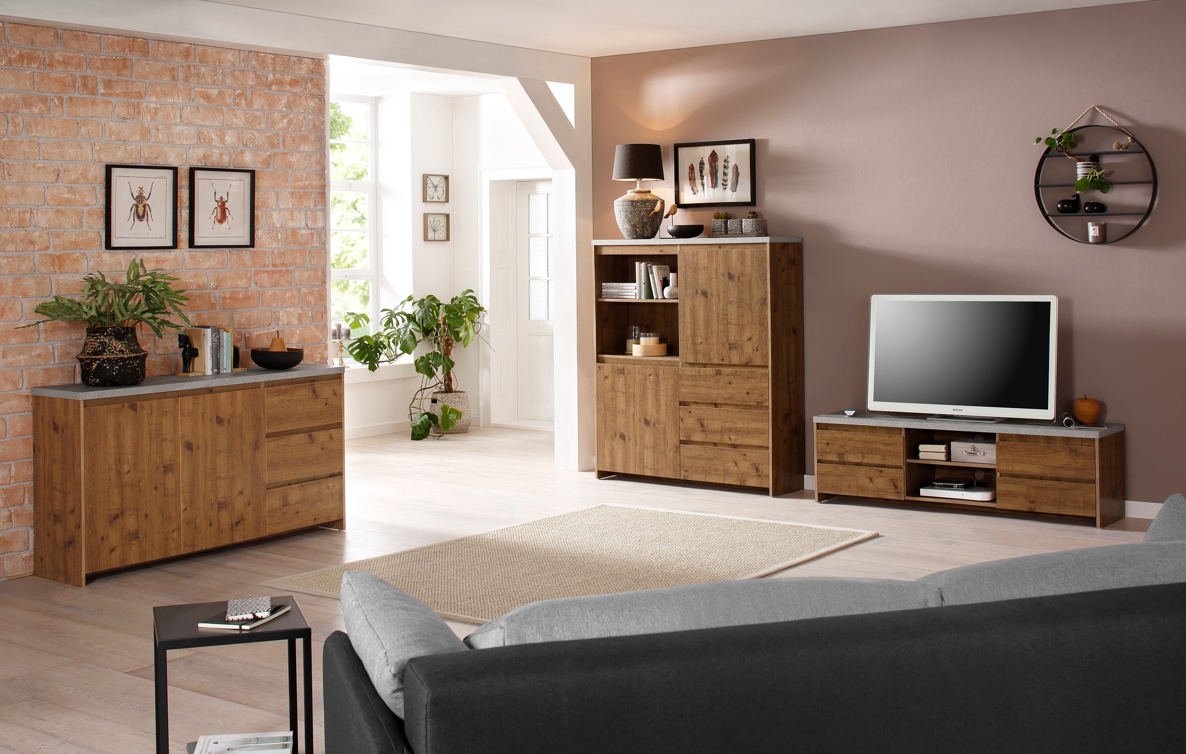 Home affaire Highboard »Maribo«, Stauraumschrank im modernen Landhaus-Stil, Breite 125 cm