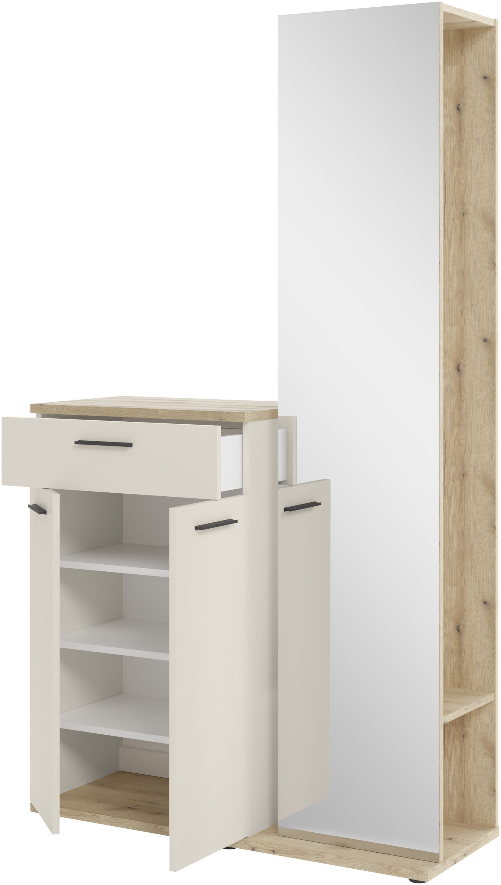 HBZ Garderoben-Set »Kompaktgarderobe, BxHxT 105x188x38 cm mit Spiegel«, (2 St.), Breite 105cm, Softclose, Melaminbeschichtet, Spiegel