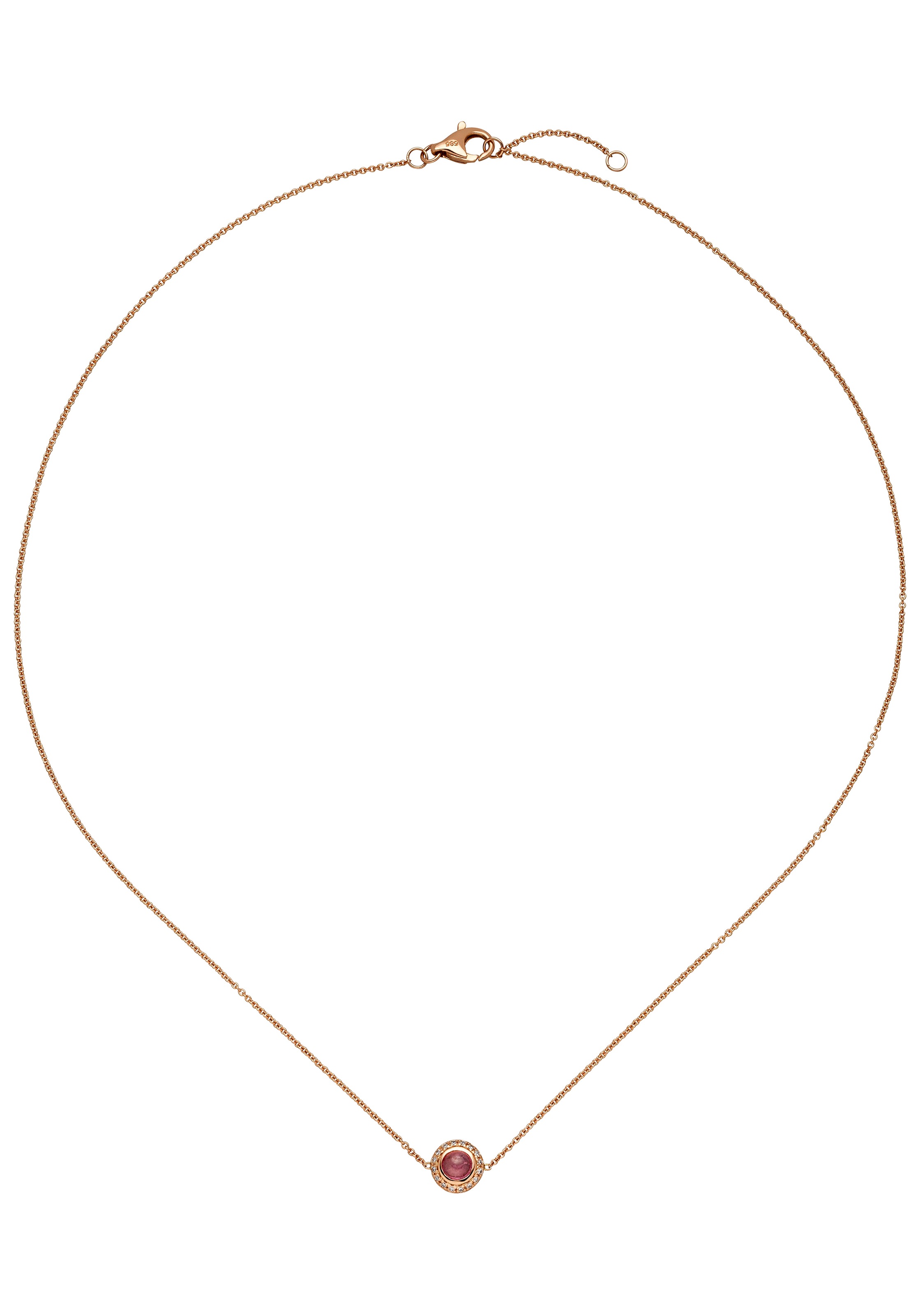 JOBO Collier »Kette mit Anhänger« 585 Roségold mit Turmalin und 16 Diamanten