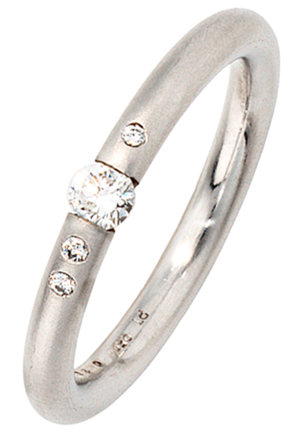 Diamantring JOBO "Platinring" Gr. 54, platin 950, Fingerringe, Damen, 54, VS = sehr kleine Einschlüsse, Diamanten Platin 950, Diamanten, Platin 950, Diamantring, 950 Platin mit 4 Diamanten