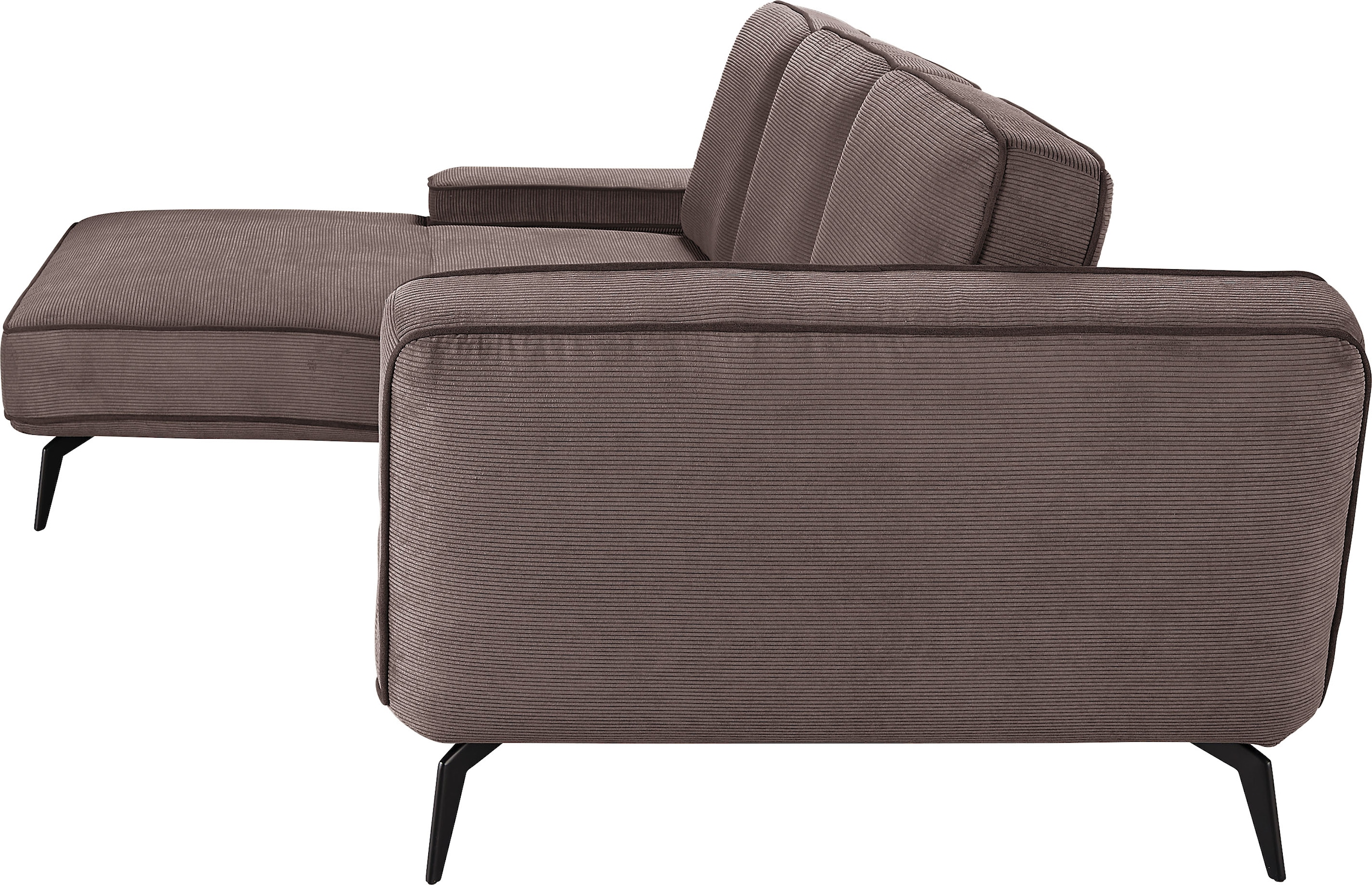 set one by Musterring Ecksofa »SO 4500, Füße schwarz matt, inkl Schwenkrückenfunktion, Cord, L-Form«, wahlweise mit Kopfstütze/Armteilverstellung/Rückenneigung
