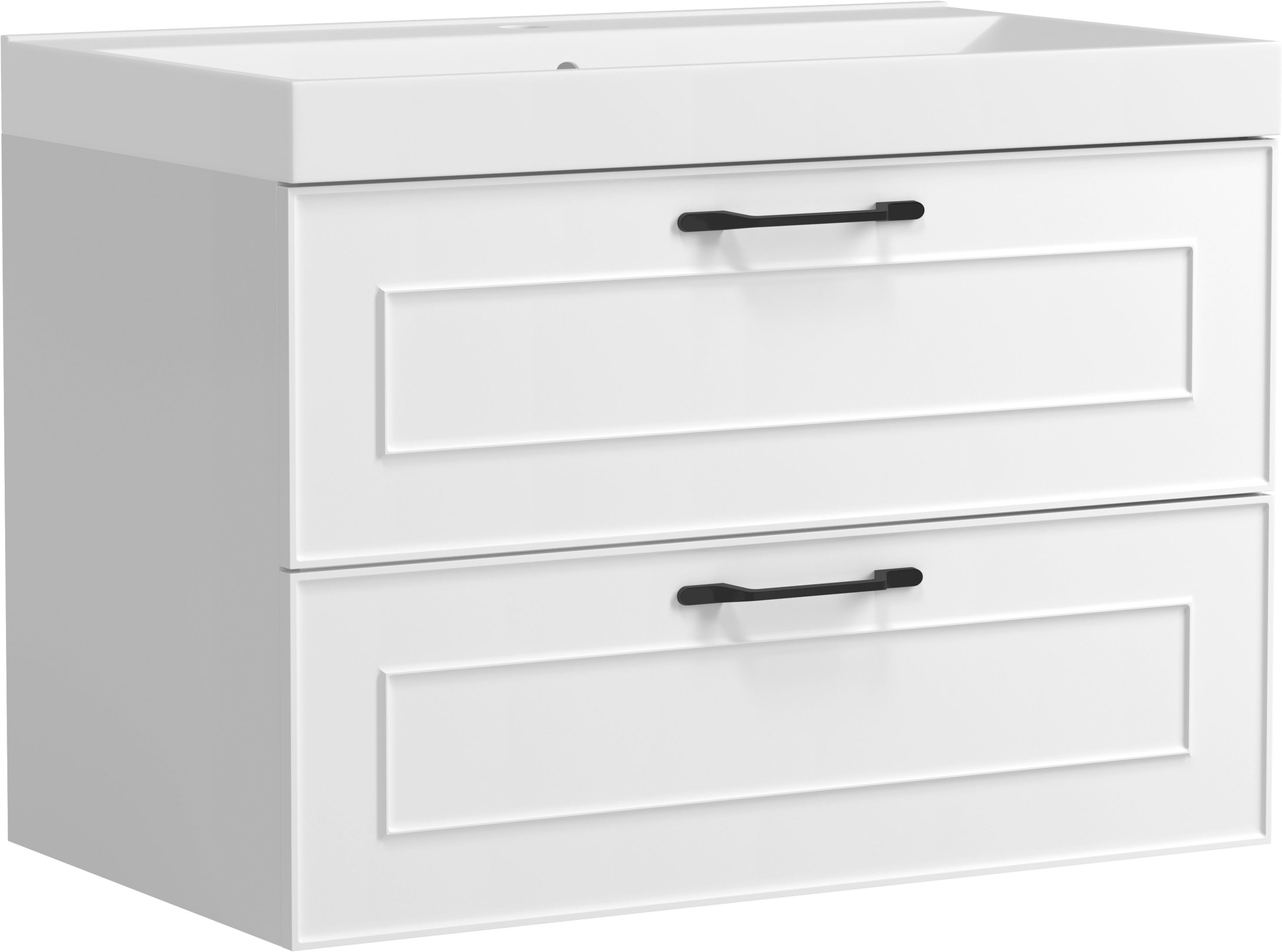 welltime Waschtisch "CADIZ, Waschtisch" Landhausoptik, schwarze Akzente