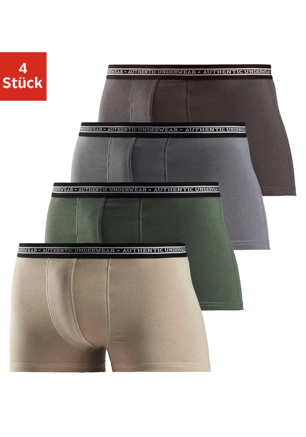AUTHENTIC LE JOGGER Boxer "Boxershorts für Herren" Packung, 4 Stk., schwarzer Webbund mit Logoschriftzug