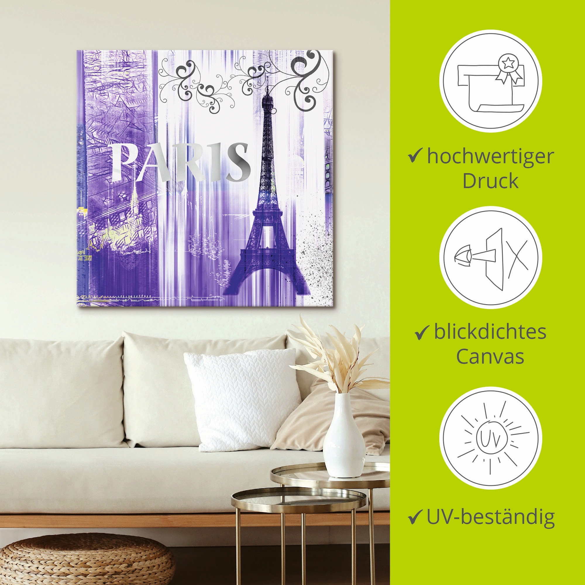 Artland Wandbild »Paris Skyline Collage II«, Gebäude, (1 St.), als Leinwandbild, Poster in verschied. Größen