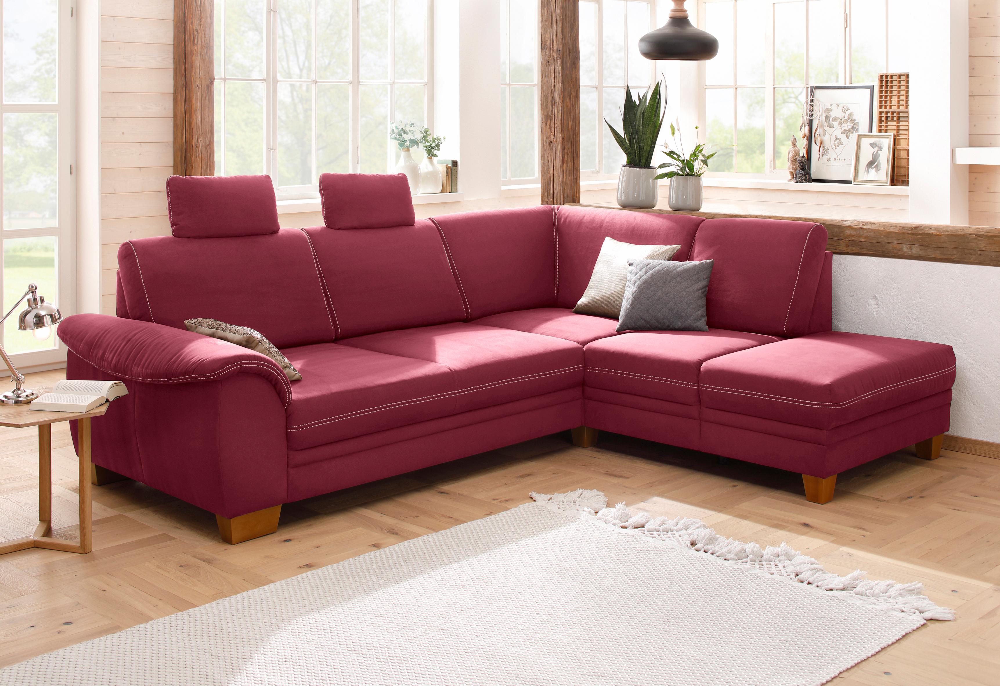 OTTO home Ecksofa "Husum L-Form" mit Sitztiefenverstellung, Federkern-Polsterung und Kontrastnaht