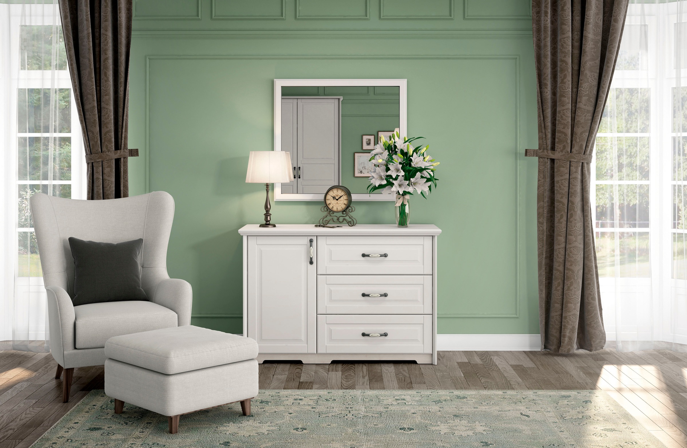 Home affaire Kombikommode "Evergreen, Maße: B/T/H 131/48/88cm, Soft-Close-F günstig online kaufen