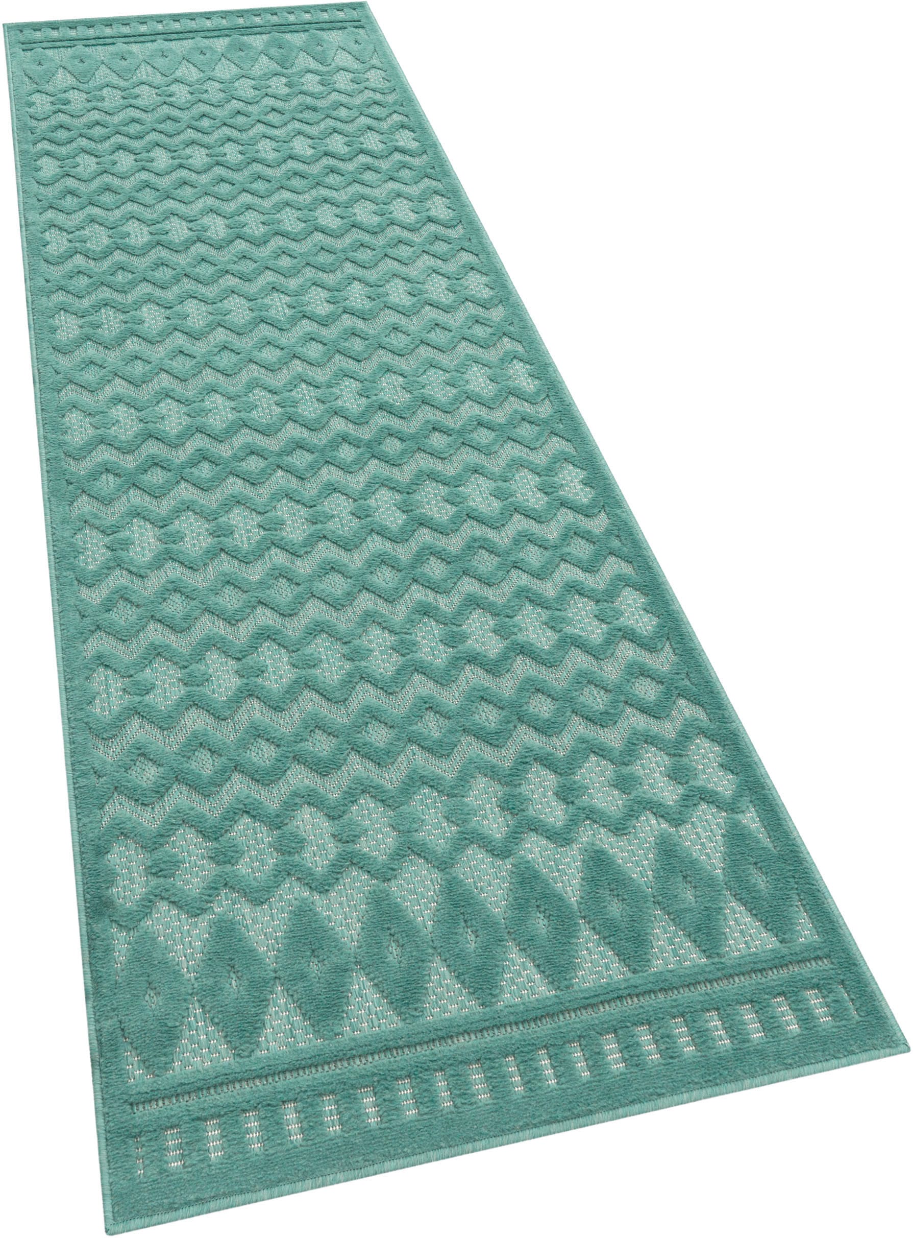 Paco Home Teppich »233-82-Livorno 671«, rechteckig, Uni-Farben, Scandi, Rauten  Muster, Hoch-Tief Effekt, Outdoor geeignet | BAUR