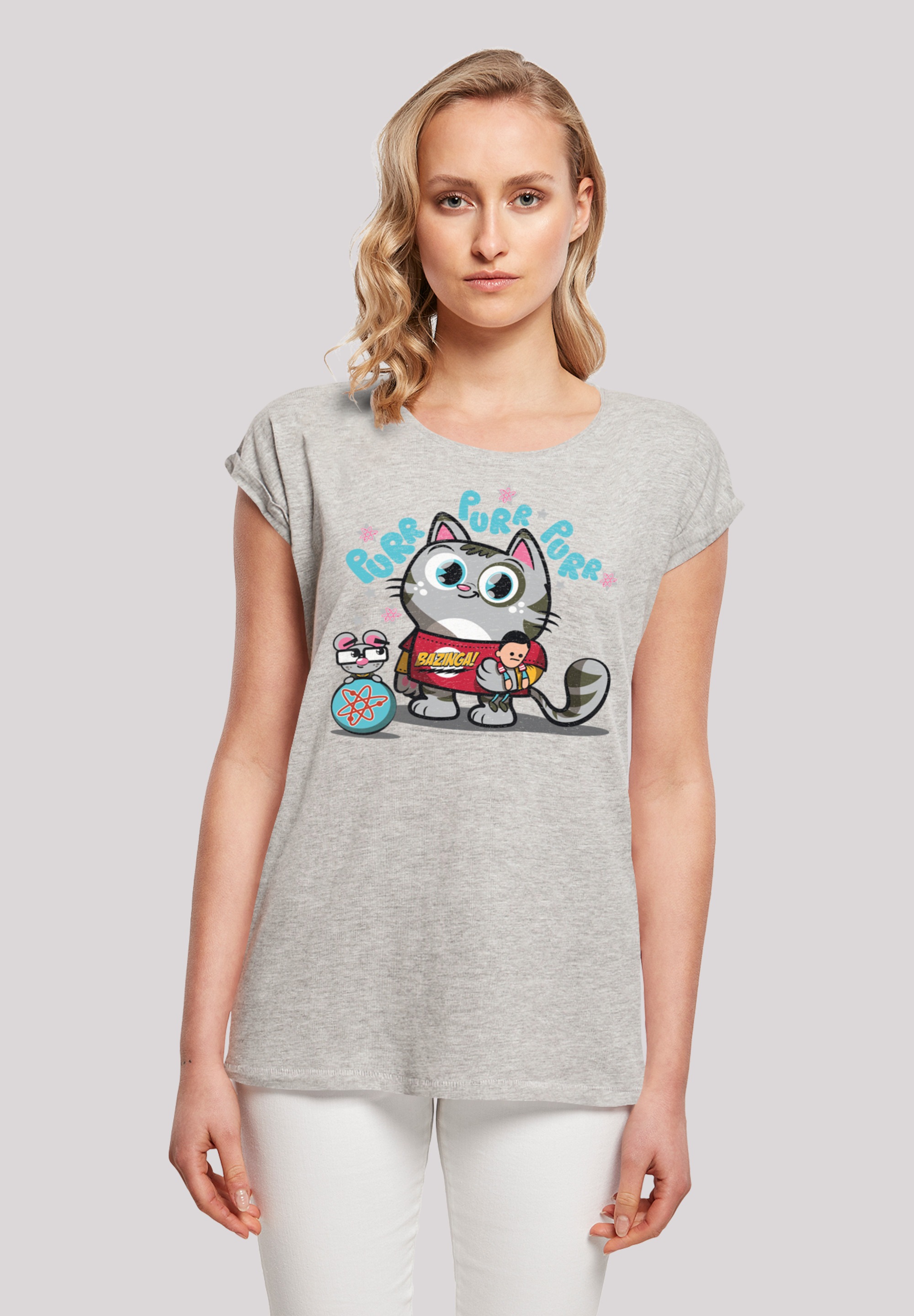 F4NT4STIC T-Shirt "Big Bang Theory Bazinga Kitty", Damen,Premium Merch,Regular-Fit,Kurze Ärmel,Bedruckt