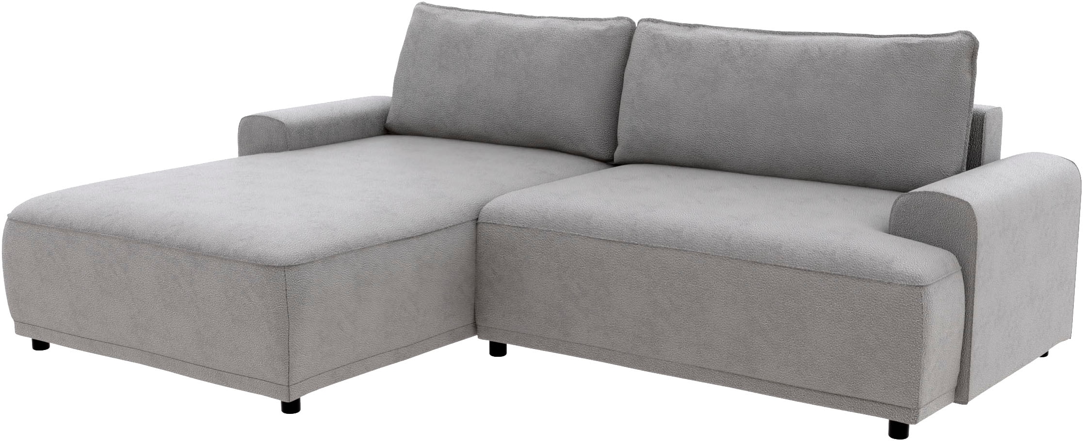 TRENDMANUFAKTUR Ecksofa »Fordon, Schlafsofa mit Bettkasten, Couch in L-Form, Breite 250 cm«, in Struktur fein LEO, haustierfreundlich, schlamm, Recamiere links