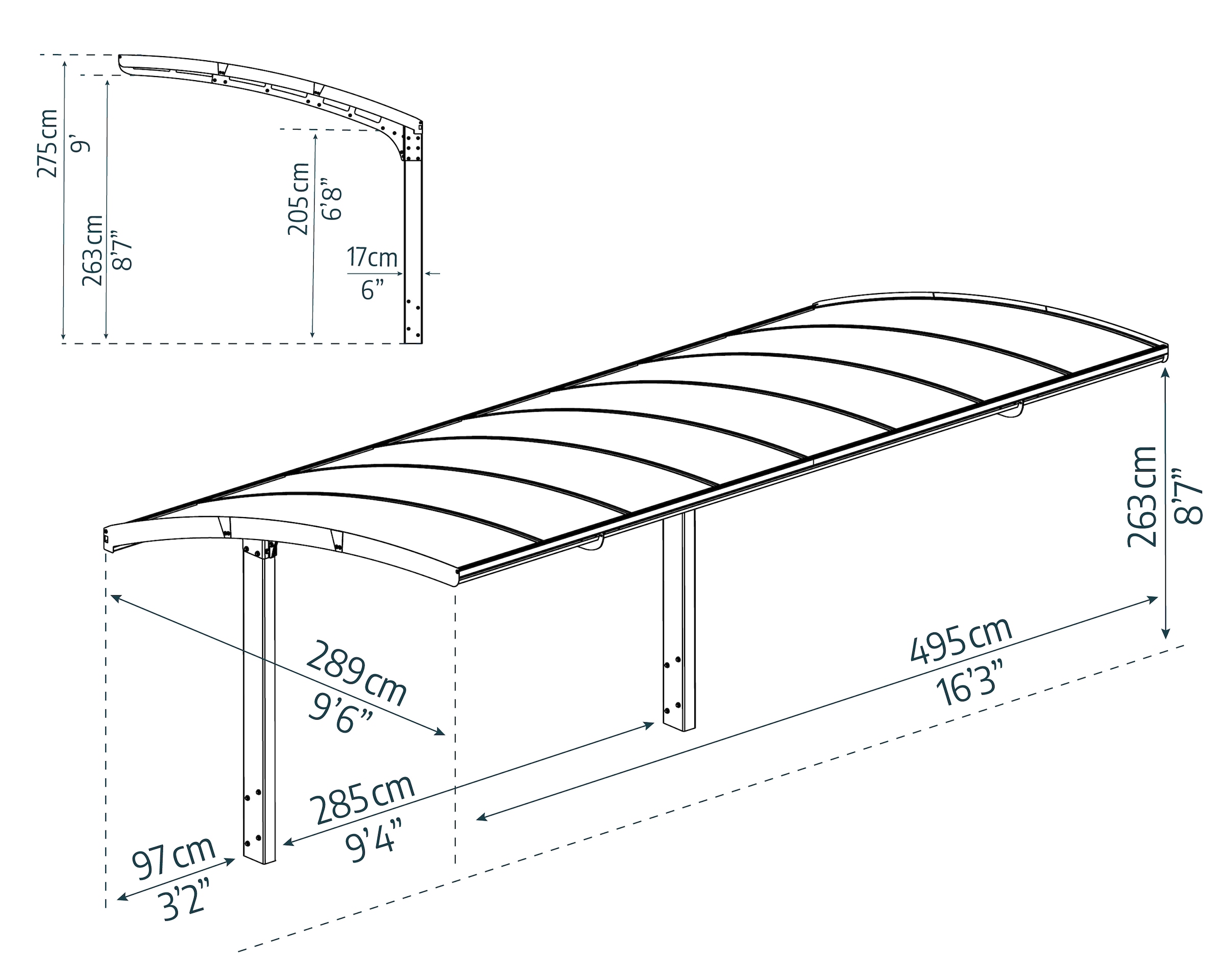 Palram - Canopia Einzelcarport »Arizona«, Aluminium, 260 cm, Anthrazit, 100% UV-geschützt