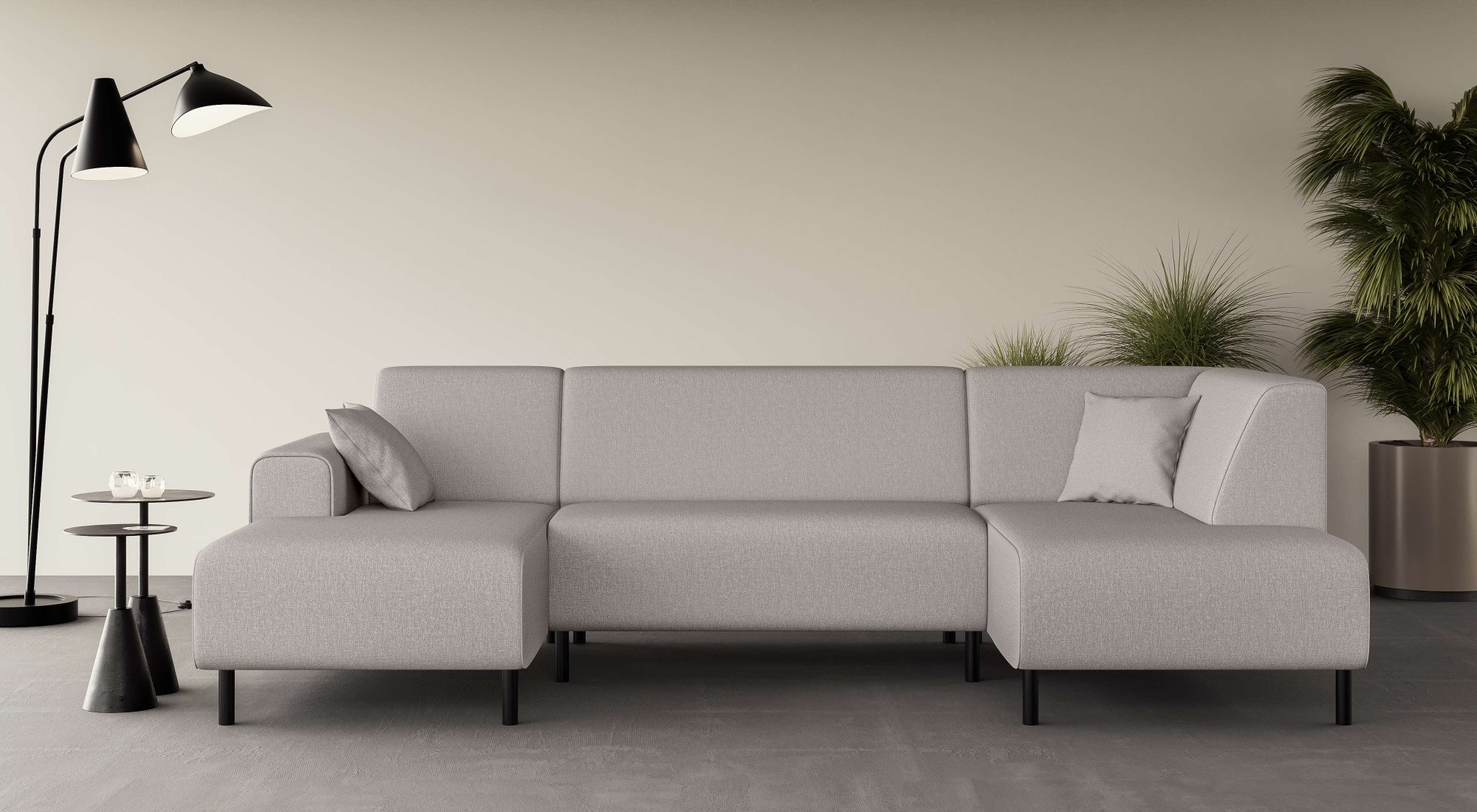 OTTO home Wohnlandschaft "ARROS U-Form mit Wellenunterfederung, Maße B/T/H: 300/163/81 cm" incl. Zierkissen, mit Recamiere links/rechts bestellbar, auch in Cord