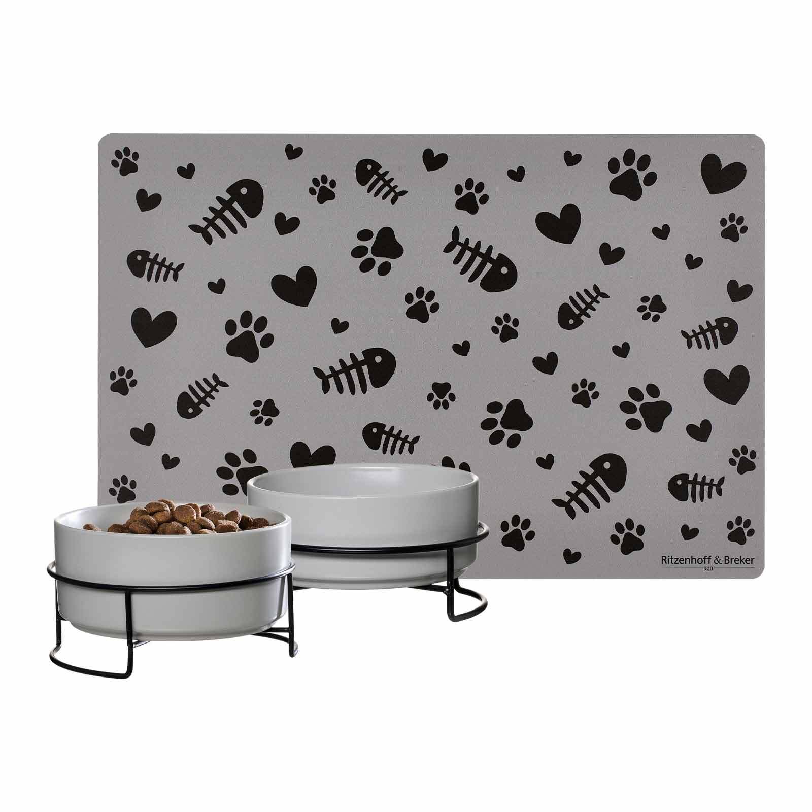 Ritzenhoff & Breker Futternapf "Katzenäpfe mit Unterlage Taro ø 14 cm 2er Set grau" Spülmaschinengeeignet
