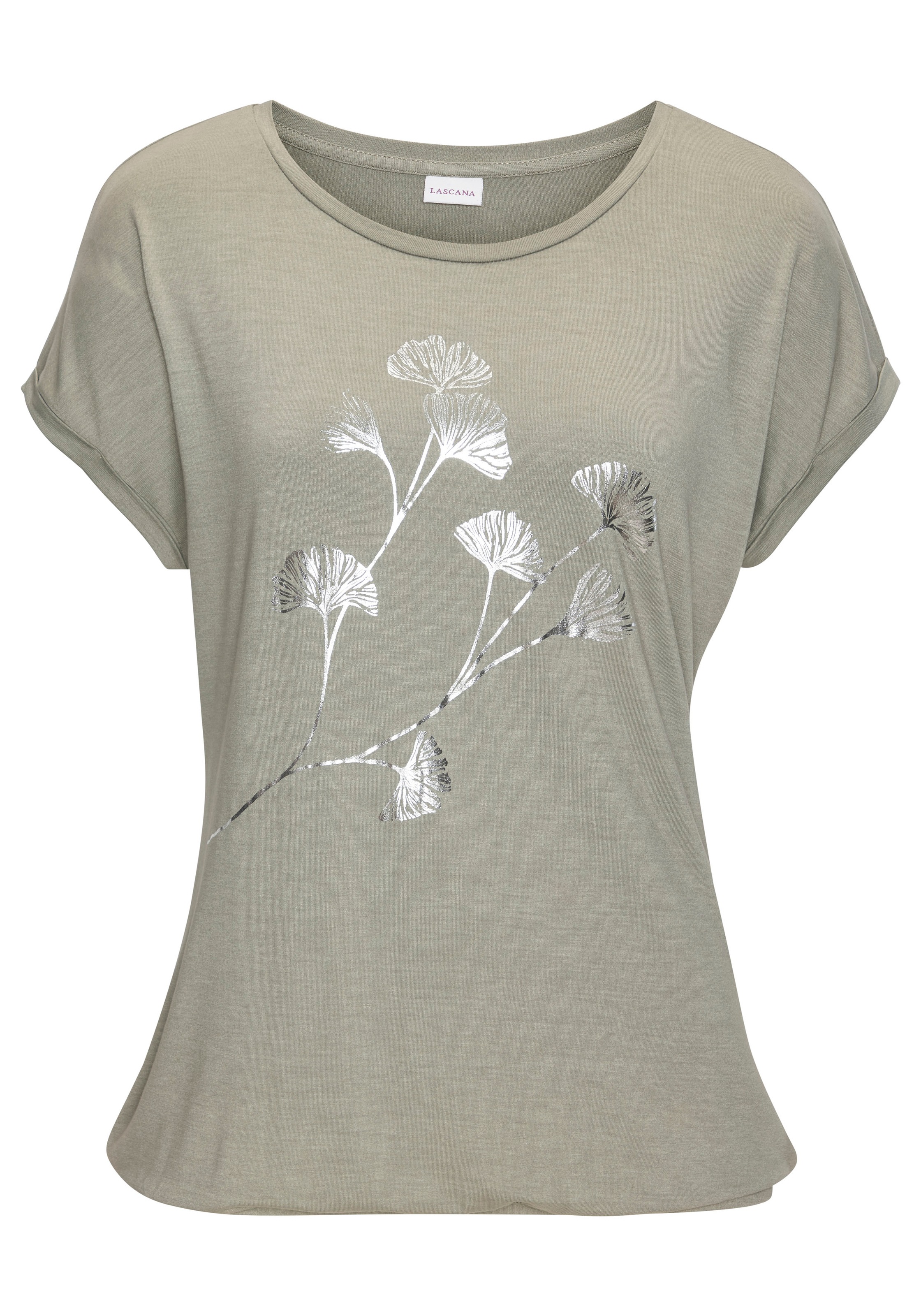 Vivance Kurzarmshirt "mit schimmerndem Blumenprint", aus elastischer Viskos günstig online kaufen