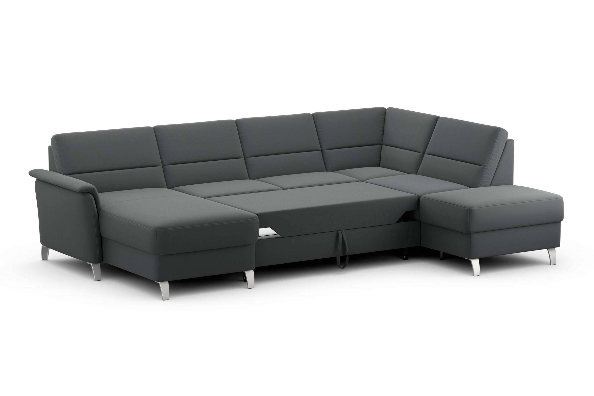 Wohnlandschaft SIT & MORE "Palmera U-Form, B: 308 cm", grau (anthrazit), B:308cm H:89cm T:212cm, 100% Polyester, Sofas, Wohnlandschaft, optional Bettfunktion & Bettkasten, Federkern 6