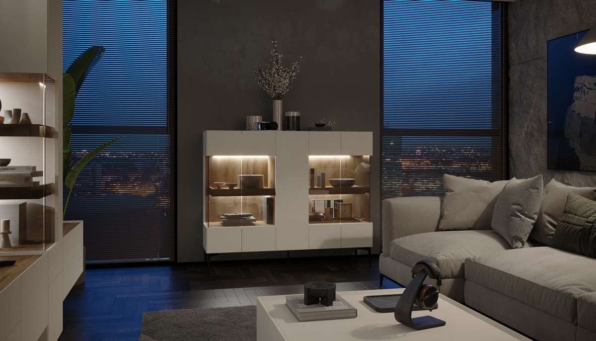 Places of Style Highboard "Sky45 Kommode mit Glastüren, Höhe 142 cm", Vitri günstig online kaufen