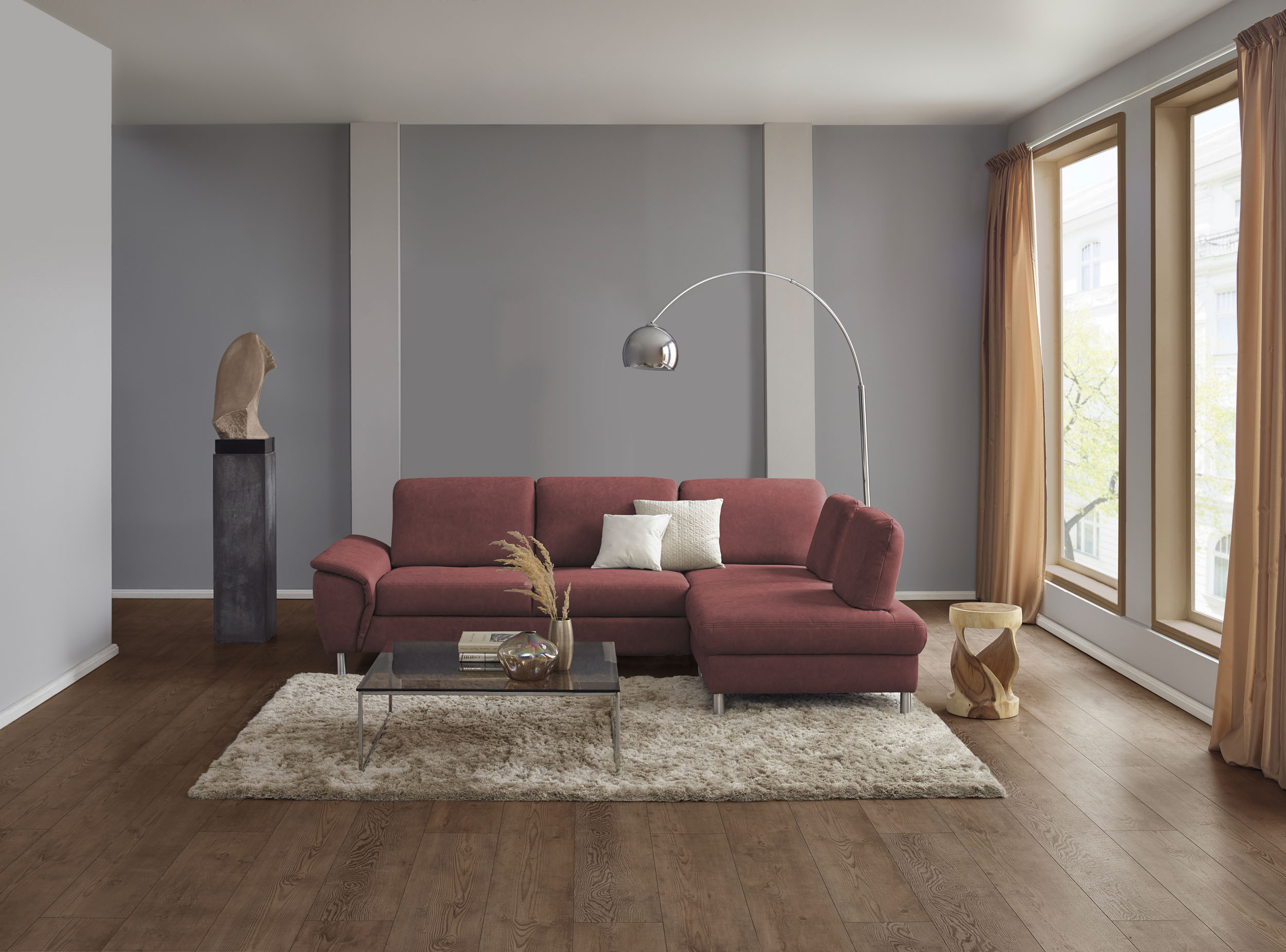 CALIZZA INTERIORS Ecksofa Jade, inklusive Kopfteilverstellung und Sitztiefenverstellung, wahlweise mit Bettfunktion und 2 Steckrücken