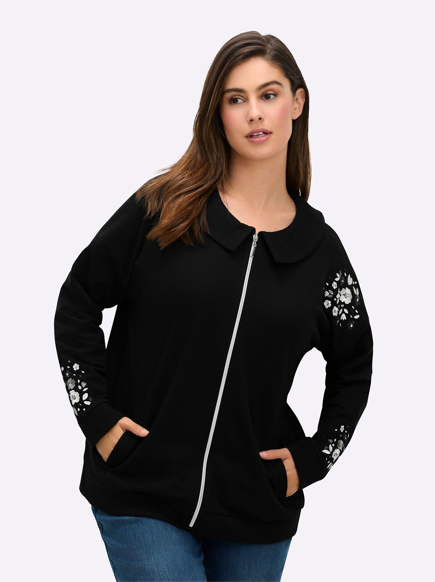 Sheego Shirtjacke "Sweatjacke" 1 Stk. günstig online kaufen