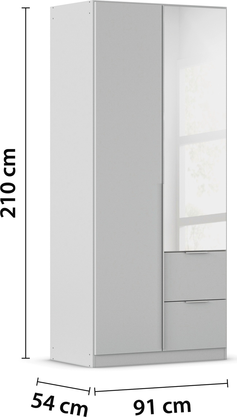 OTTO home Drehtürenschrank »Kleiderschrank Schrank Garderobe AGORDO mit Dekor- oder Hochglanzfront« in zwei Griff-Farben, Breiten 91-360 cm,  mit Außenschubkästen, in 7 Breiten und 2 Höhen MADE IN GERMANY