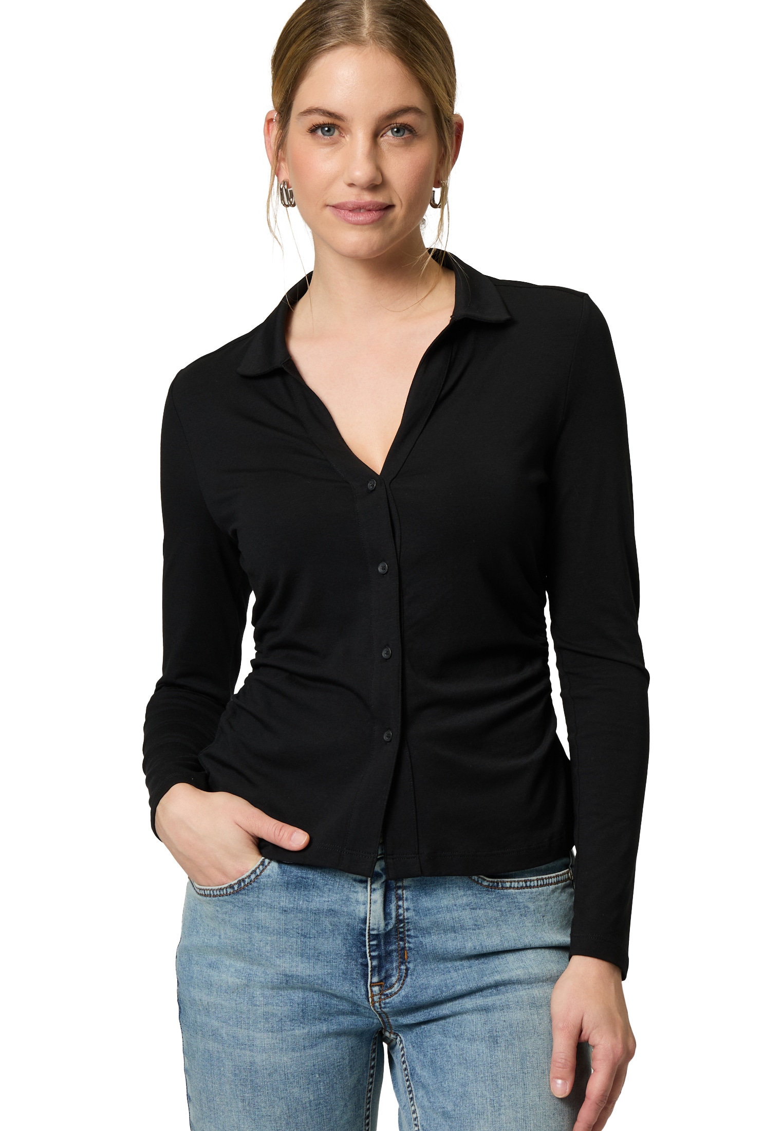 Zero Kurzarmshirt "zero Damen Shirt mit Knopfleiste", (1 tlg.), Knopfleiste günstig online kaufen