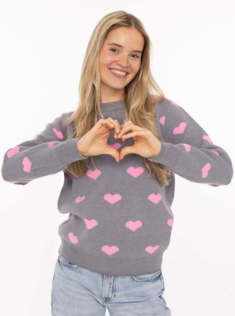 Zwillingsherz Strickpullover ""Herz"" mit Herzmotiv, Rundhalsausschnitt günstig online kaufen