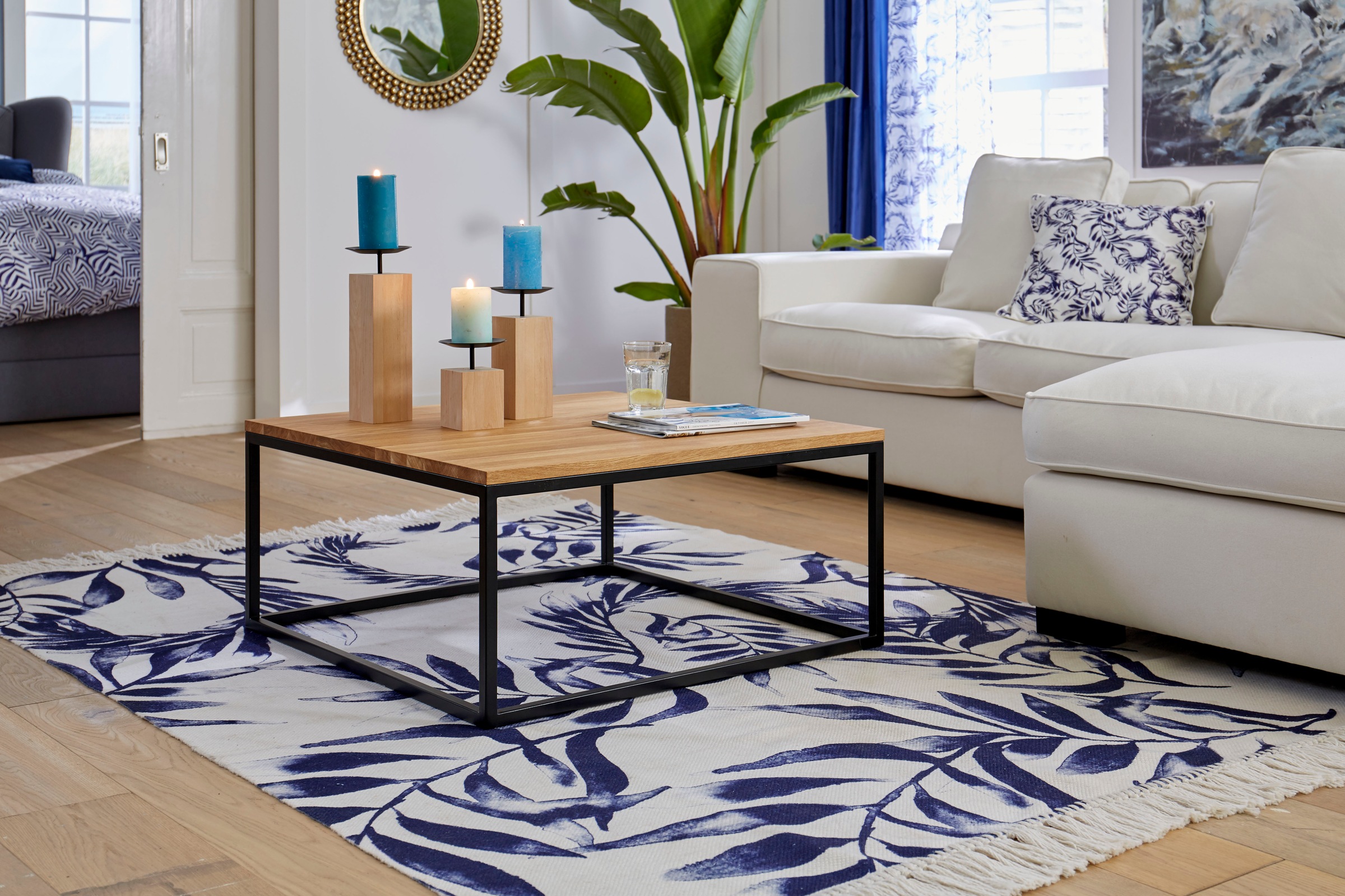 Home affaire Couchtisch "Voorst", aus massiver Eiche und Metallgestell günstig online kaufen