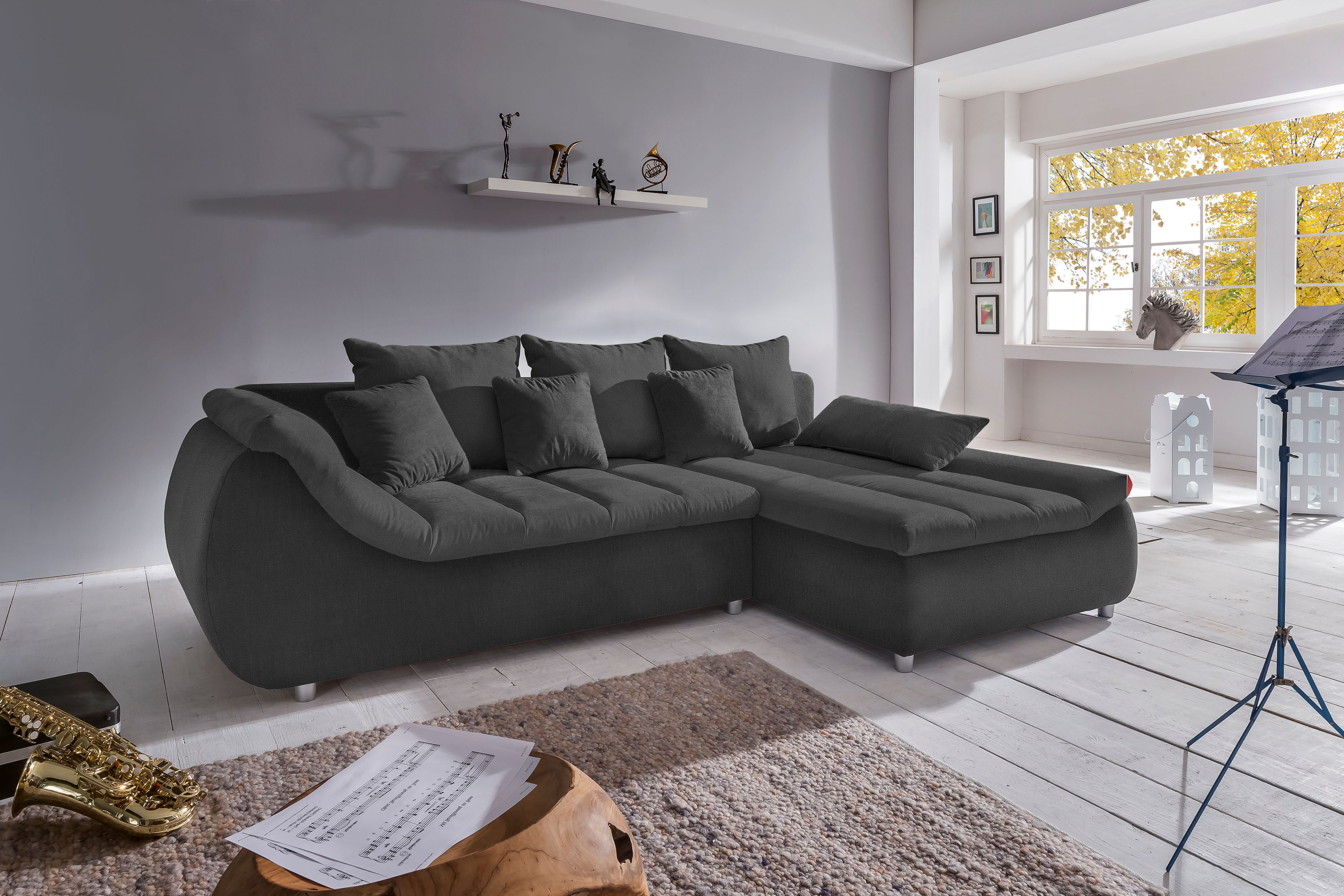 Home affaire Ecksofa "Imola, bequem, aktuelle Steppung im Sitz, L-Form, Breite 270cm" wahlweise mit Bettfunktion