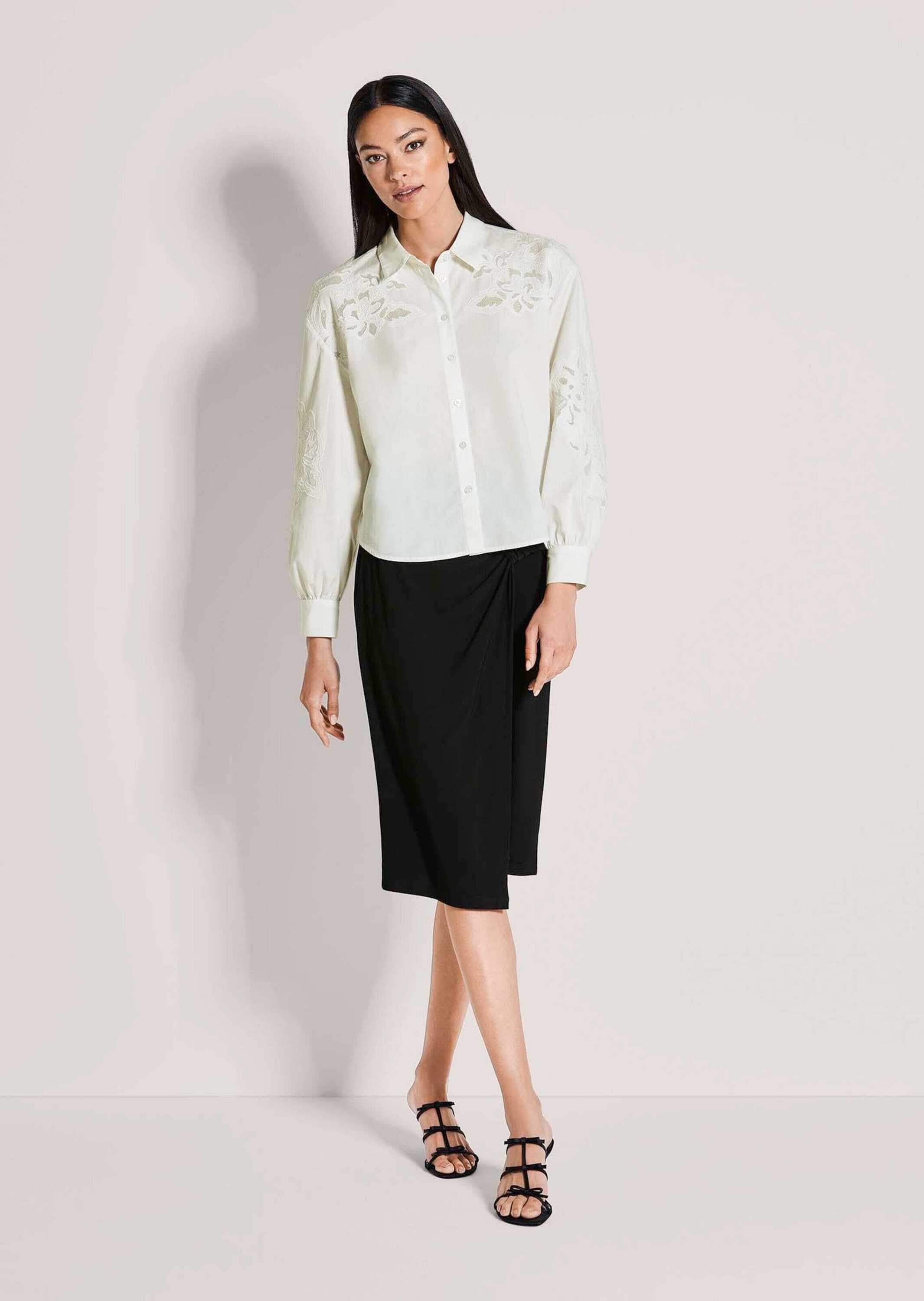 MADELEINE Langarmbluse »Hemdbluse Baumwollbluse mit floraler Stickerei«