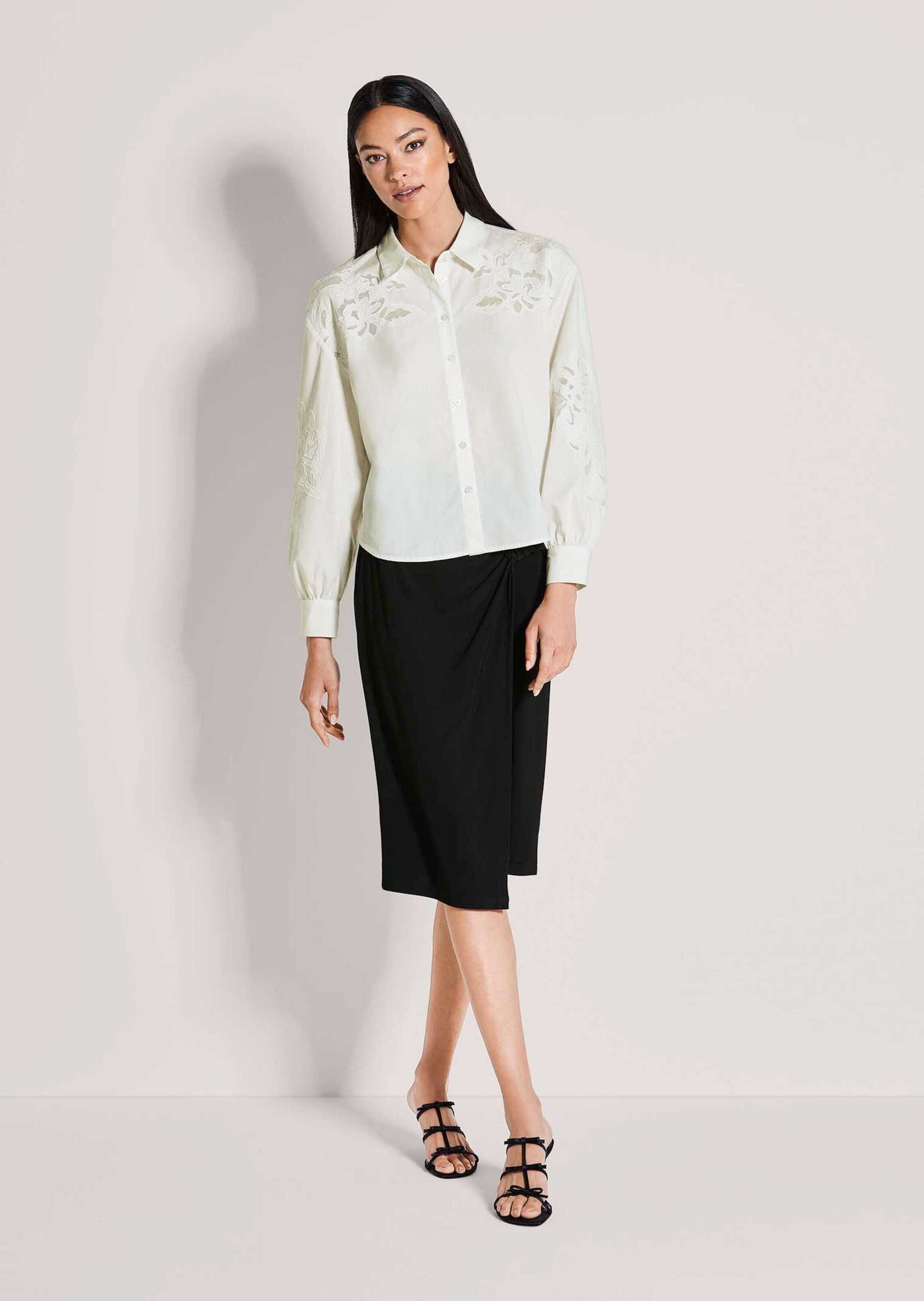 MADELEINE Langarmbluse "Hemdbluse Baumwollbluse mit floraler Stickerei" günstig online kaufen