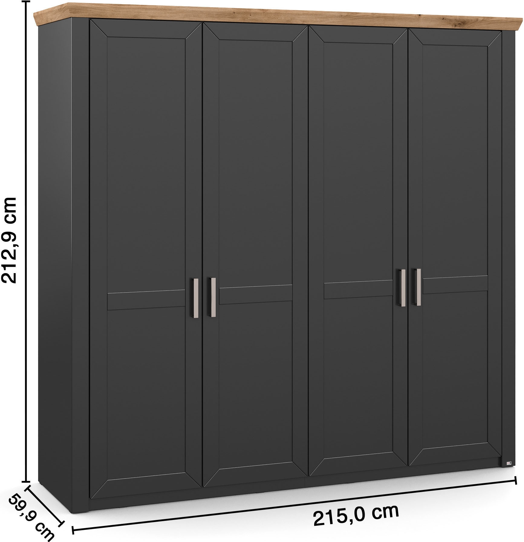 set one by Musterring Kleiderschrank »York Schlafen«, (1 St.), mit Holztüren und Kranz in Eiche, versch. Breiten, Höhe 207 x T60cm