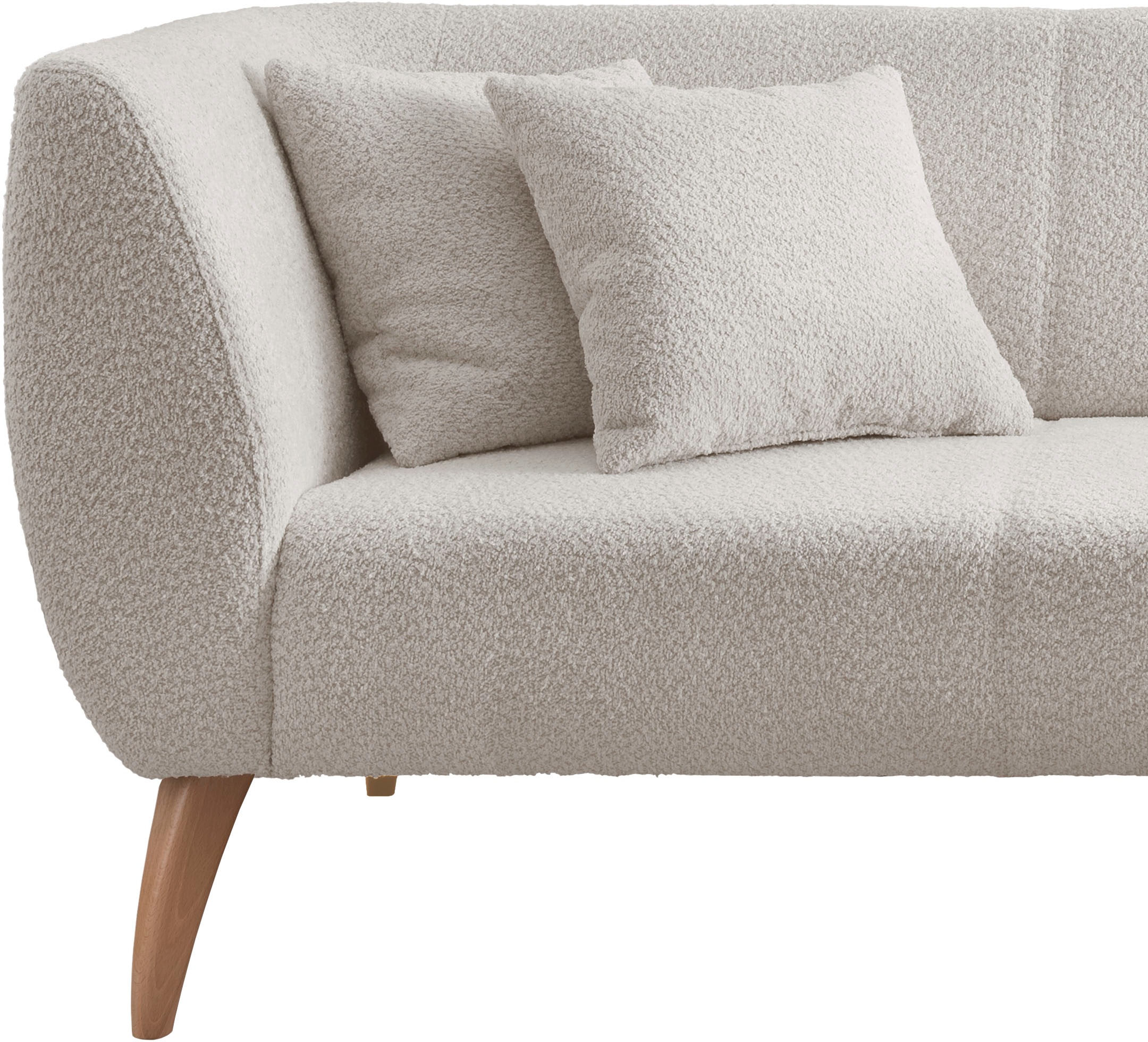 INOSIGN Ecksofa »Colori L-Form«, Holzfußfarbe wählbar, inkl. 4x Zierkissen