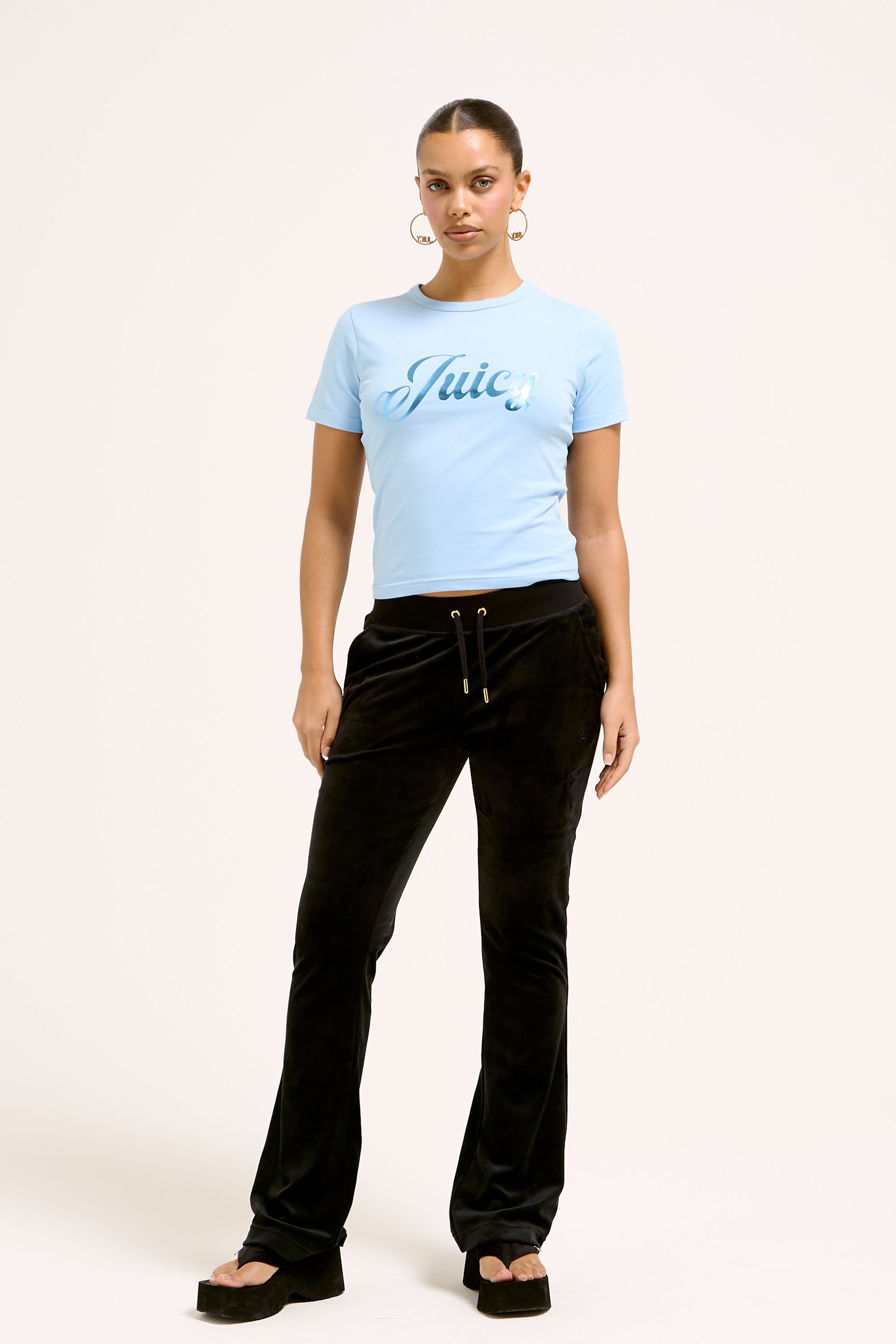 Juicy Couture T-Shirt »FOIL JUICY FITTED TEE Damen«, T-Shirt Damen mit metallischem Folienprint