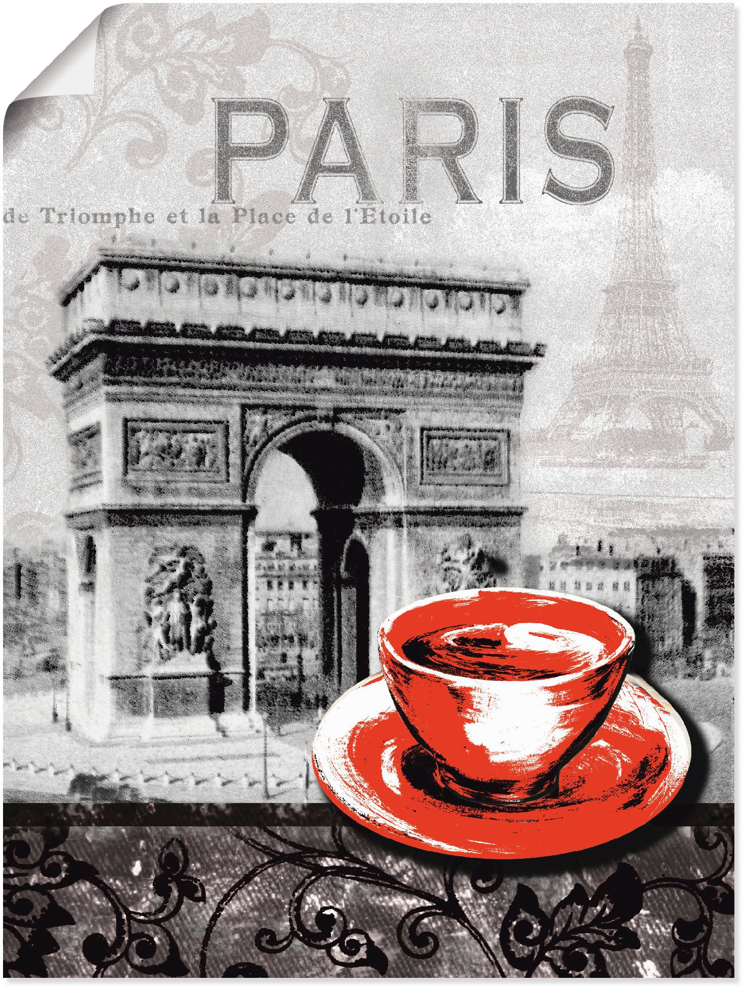 Artland Wandbild "Paris - Café au Lait - Milchkaffee", Gebäude, (1 St.), al günstig online kaufen