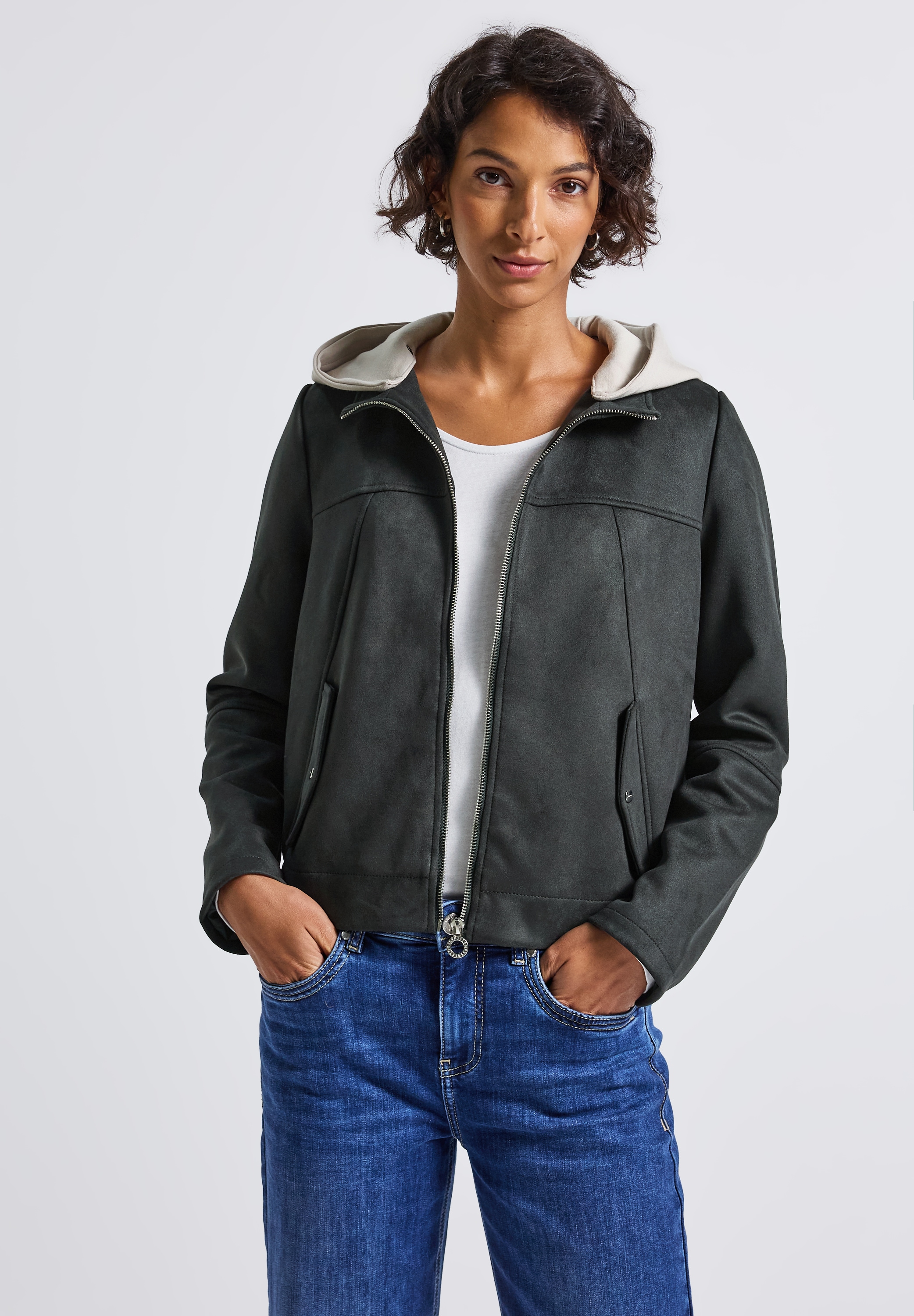 STREET ONE Lederimitatjacke, mit Kapuze, mit abnehmbarer Kapuze günstig online kaufen