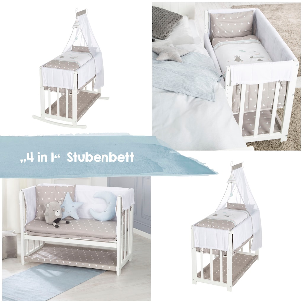 roba® Stubenbett »4 in 1, Indibär, weiß«, zu Wiege, Elternbett oder Bank umbaubar