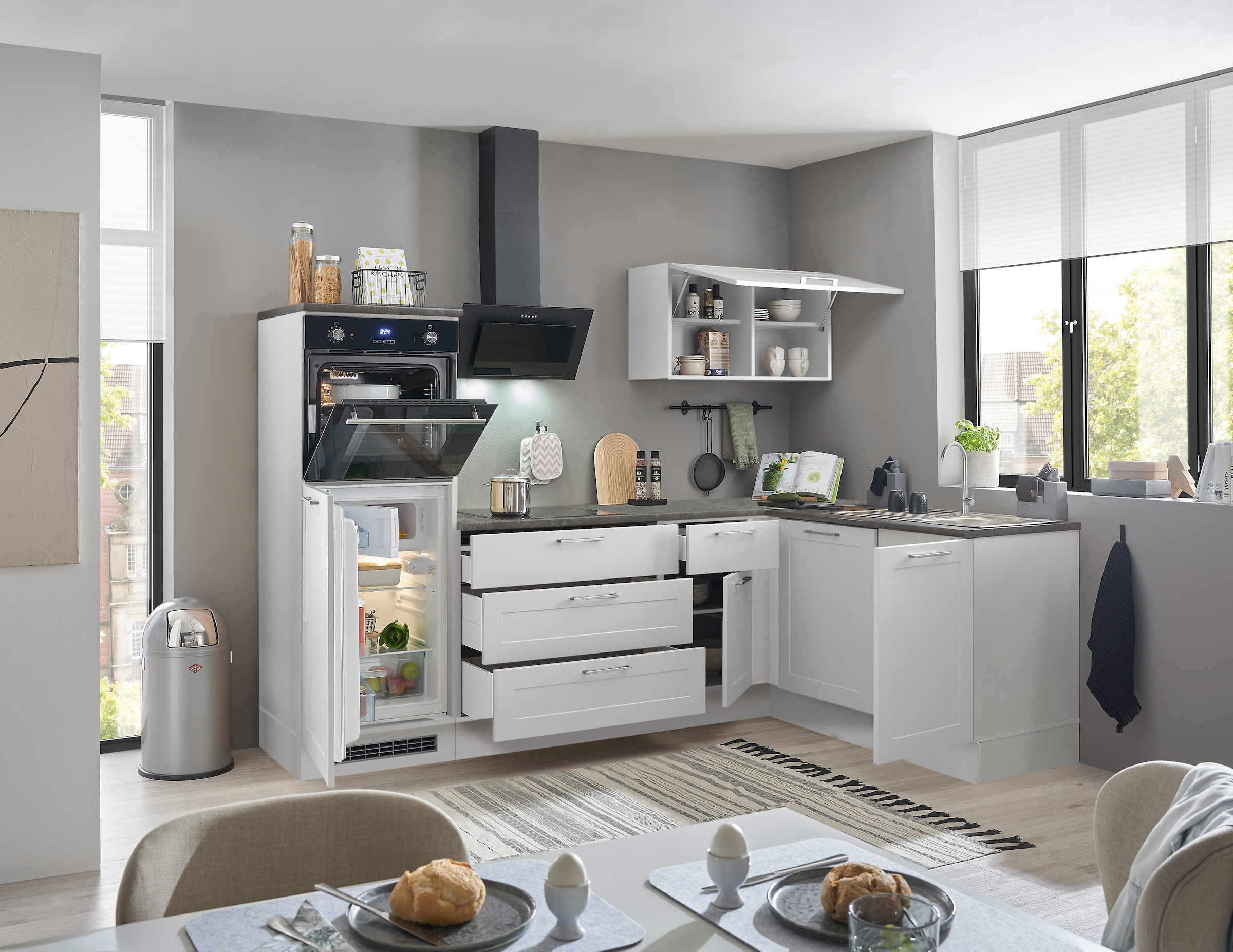 BASIC by Balculina Winkelküche »Marsi«, Stellmaße 260x175 cm, wahlweise E-Geräten, mit Soft-Close-Funktion