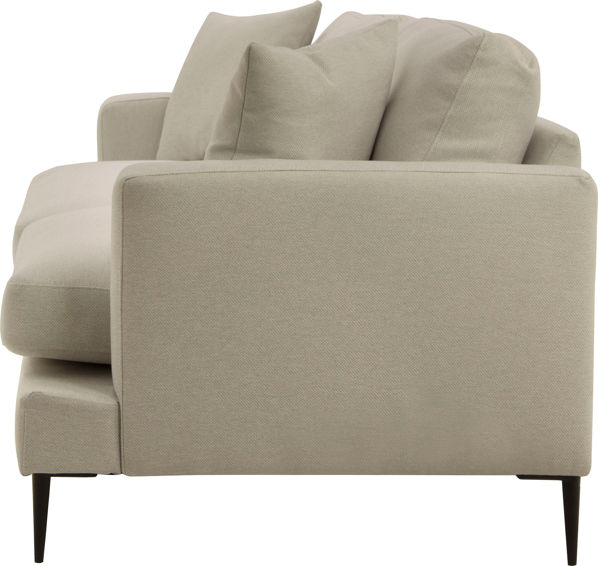 Leonique Big-Sofa »Cozy elegantes Designsofa, Maße B/T/H: 252/97/80 cm«, mit losen Kissen und Metallbeinen