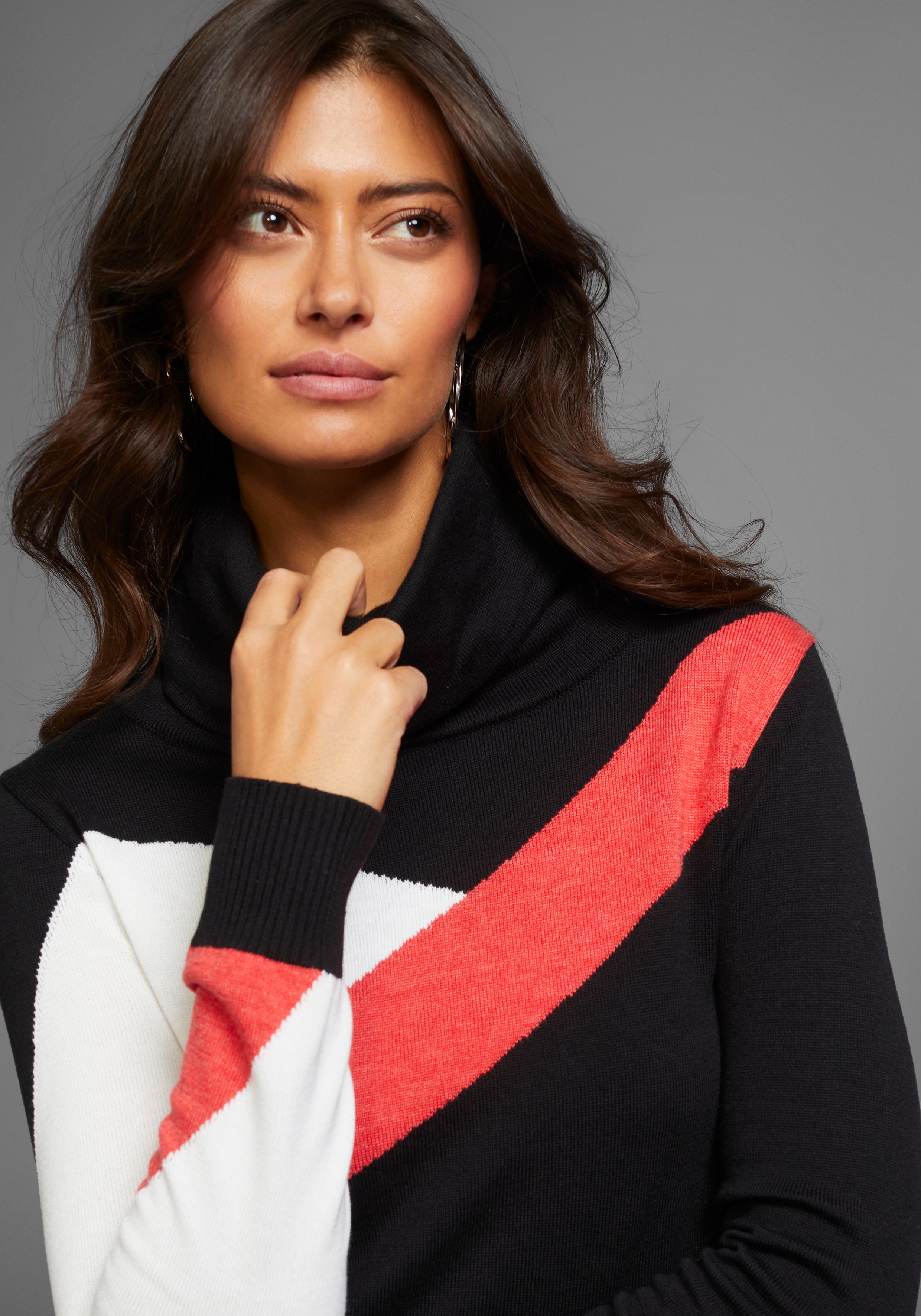 Thumbnail - Laura Scott Schalkragenpullover, mit Colorblock