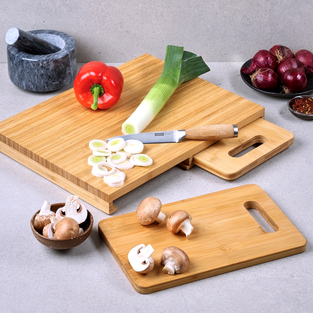 KESPER® Schneidebrett »Bretter-Set, 3-tlg., aus Bambus, FSC«, (Set, 3 St.)