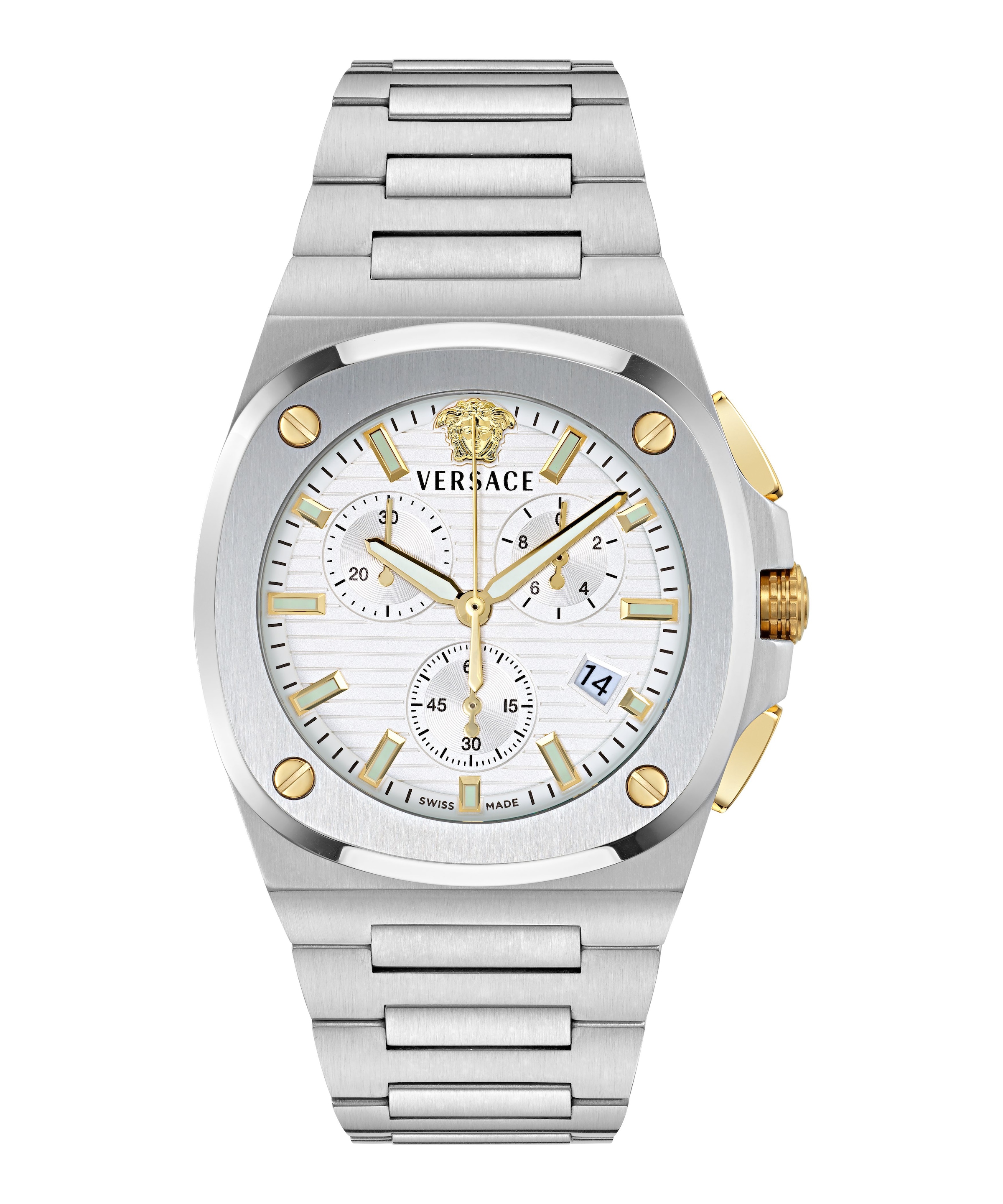 Versace Chronograph »TOLOMEO CHRONO« Quarzuhr, Armbanduhr, Herrenuhr, Swiss Made, Edelstahlarmband, analog