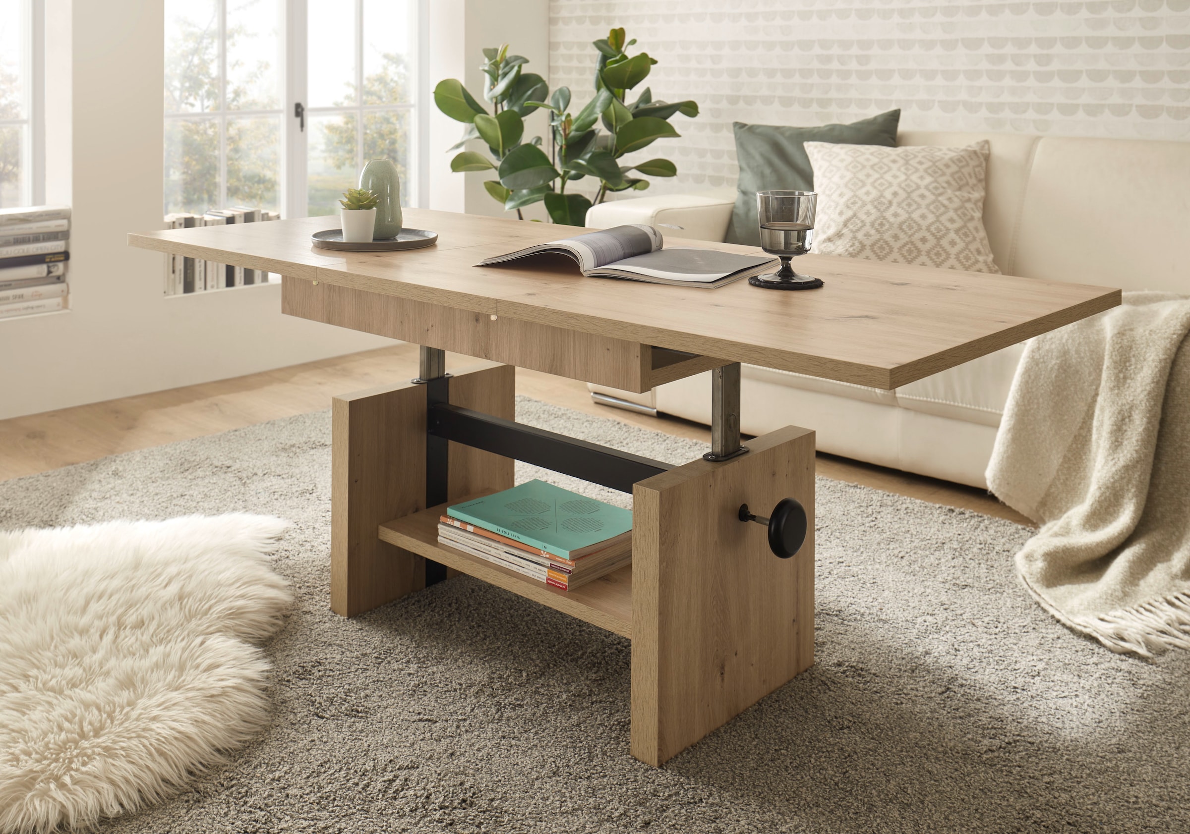 Stolkom Couchtisch »Event höhenverstellbar, ausziehbar, BxHxT 110-150x48-63x65 cm«, Höhenverstellbar mit Liftmechanik und ausziehbar in 3 Farbausführungen